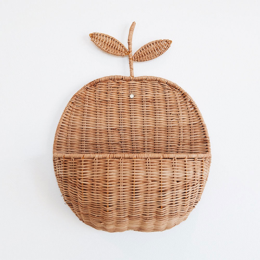 Apple Wall Basket - Hanging Fruit & Vegetable Storage Organizer for Kitchen, Pantry, or Bathroom - Rustic Home Decor & Space Saving Solution