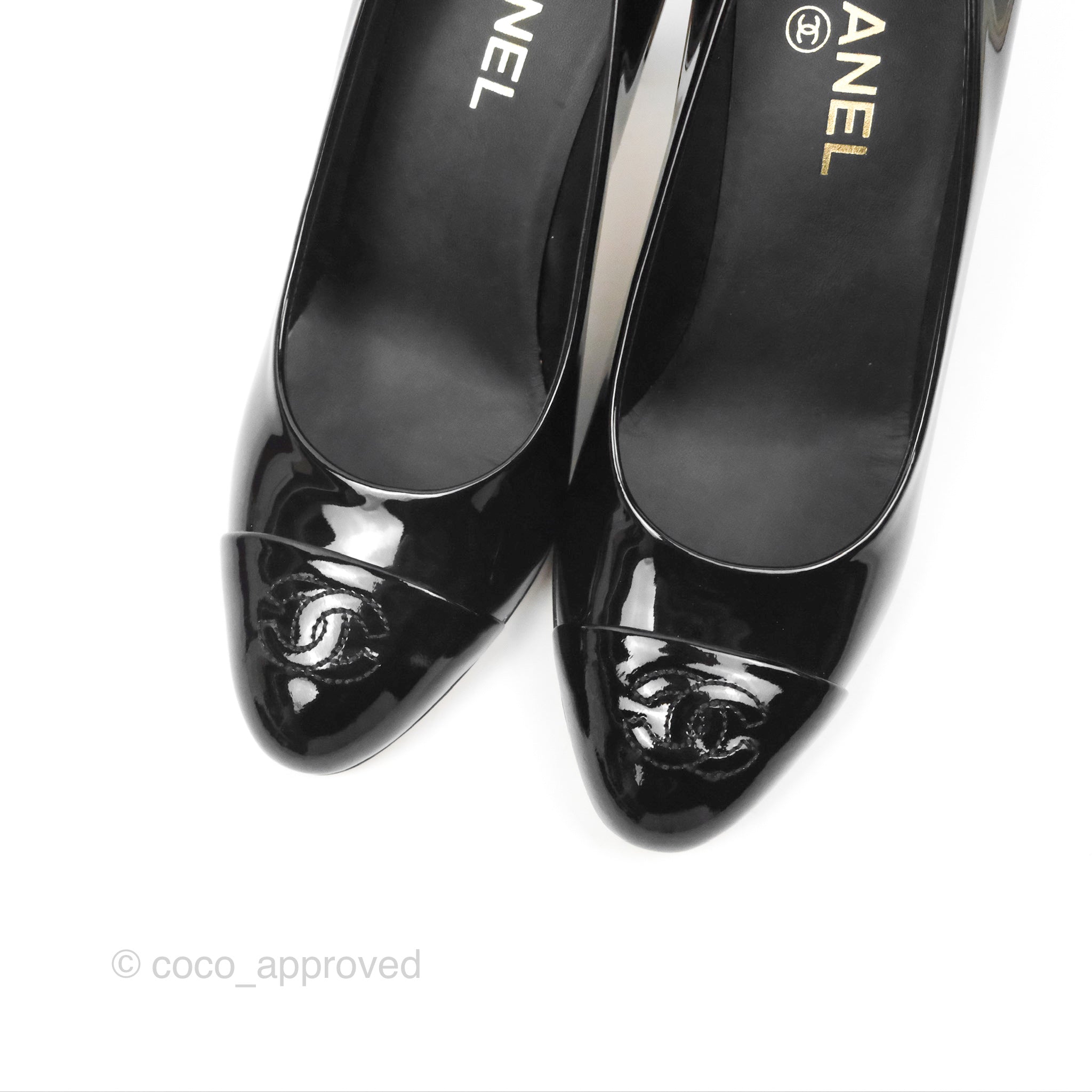 Chanel CC Pointed Toe High Heels - Black Patent Leather Pumps for Women | Elegant Evening Shoes for Party, Wedding & Special Occasions