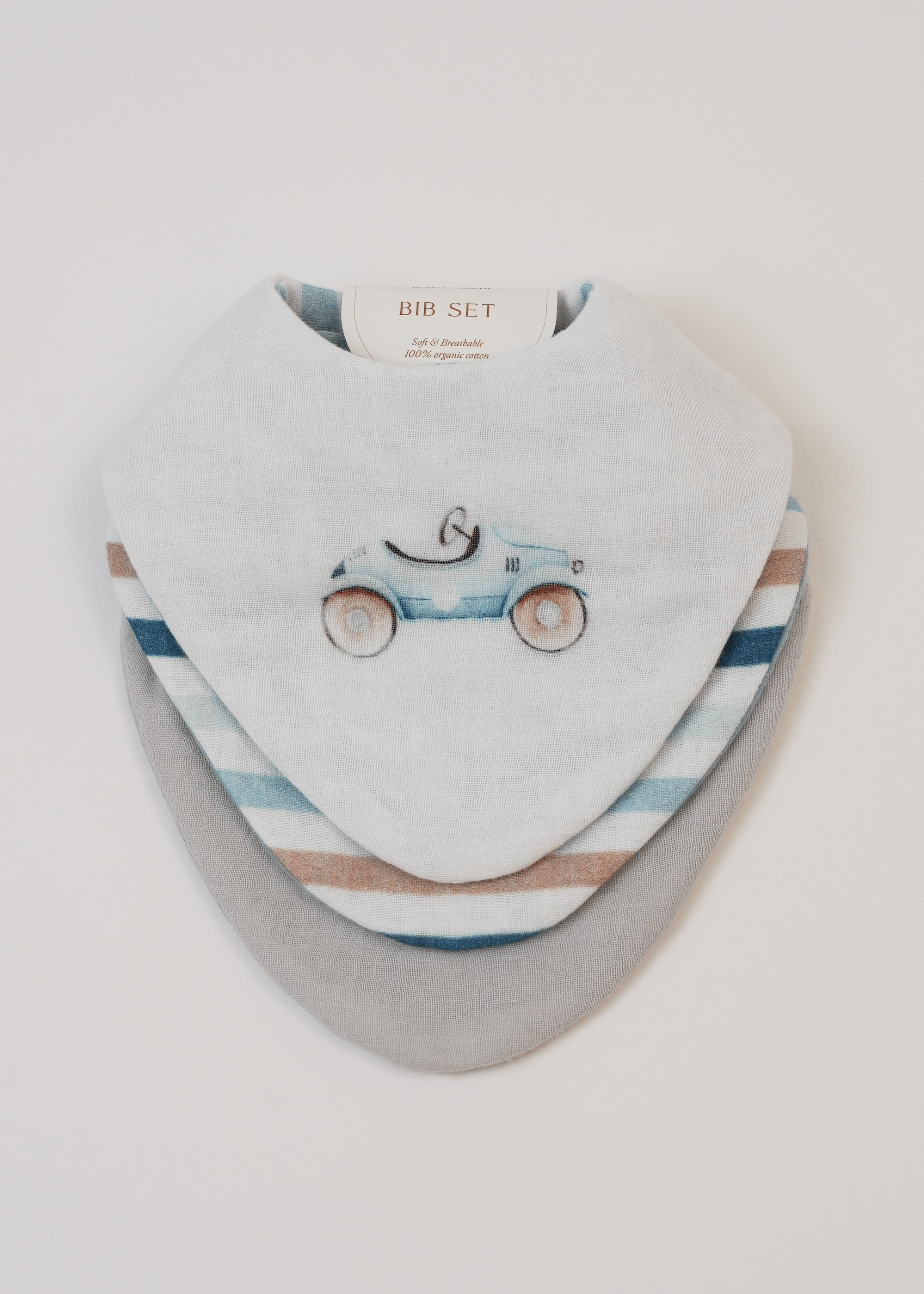 3-Pack Roadster Stripes Baby Bibs - Soft, Absorbent & Adorable for Mealtime, Feeding & Messy Play - Perfect for Infants & Toddlers