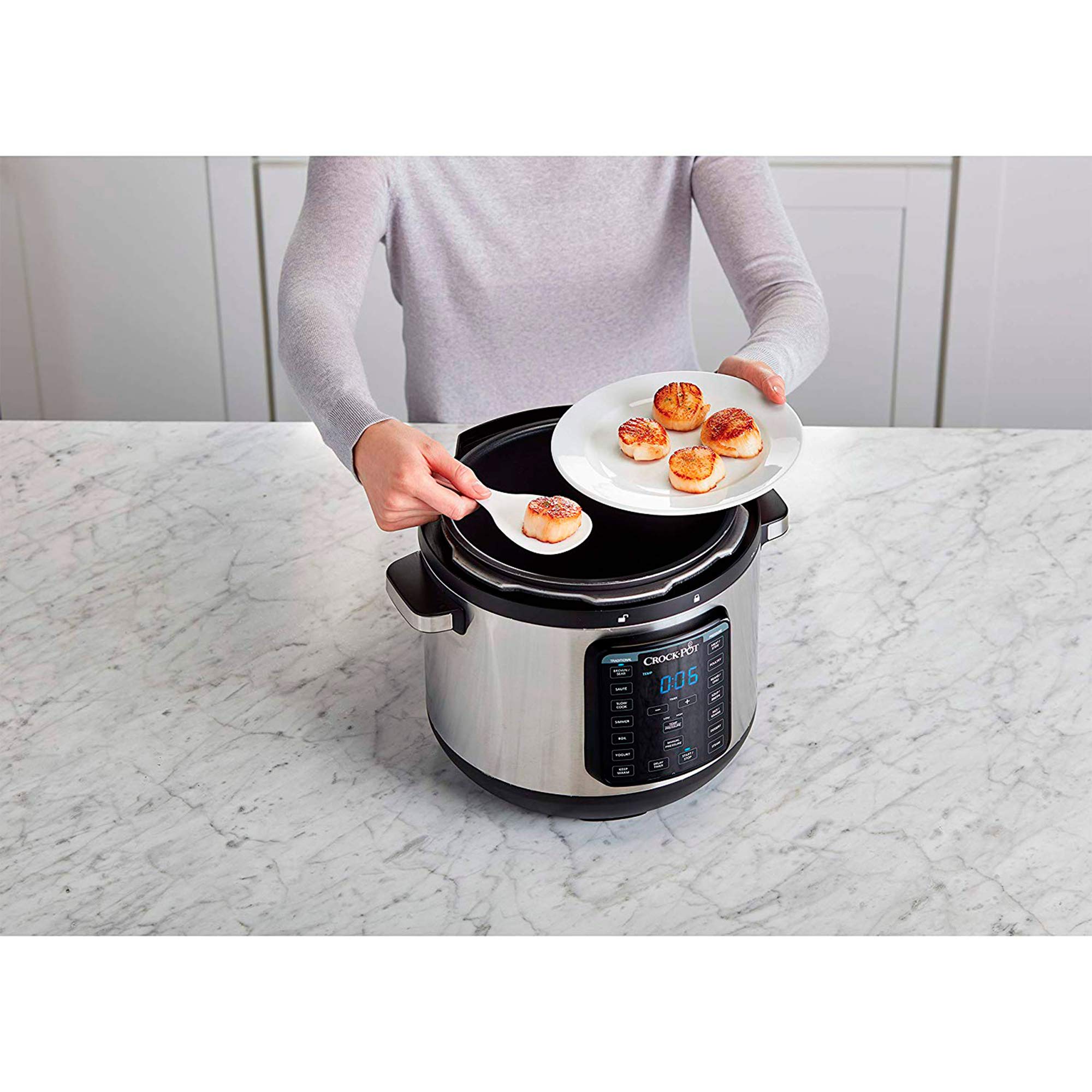 Crock-Pot 8-Quart Programmable Pressure Slow Cooker - Stainless Steel Multi-Cooker with Manual Pressure, Boil & Simmer Functions | Extra Sealing Gasket Included | Perfect for Family Dinners, Meal Prep & Holiday Cooking