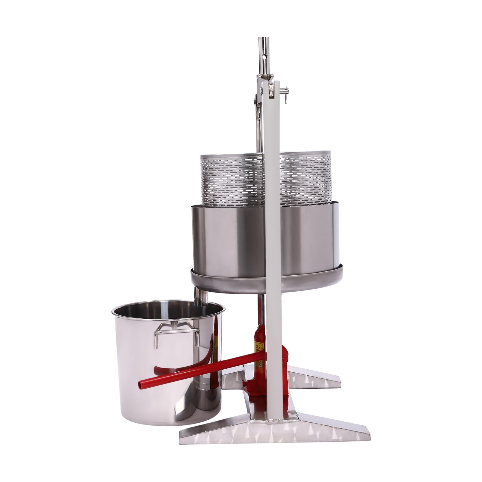 5.28 Gallon (20L) Heavy-Duty Stainless Steel Fruit & Wine Press with Hydraulic Jack - Manual Juice Crusher for Apple, Grape, Berry - Perfect for Home Winemaking, Cider Pressing & Fresh Juice Extraction