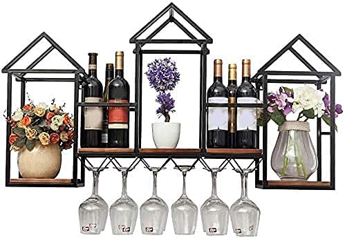 Iron Wall-Mounted Wine Rack - Solid Wood Display Shelf for Restaurant & Home Decor