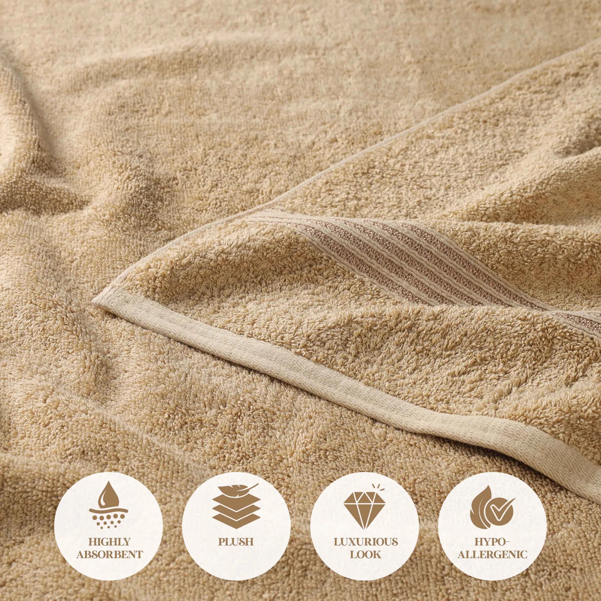 Premium 100% Egyptian Cotton Plush Hand Towels - Ultra Soft & Absorbent Bath Towel Set of 8 for Bathroom, Kitchen & Spa Luxury (24x16 Inches)