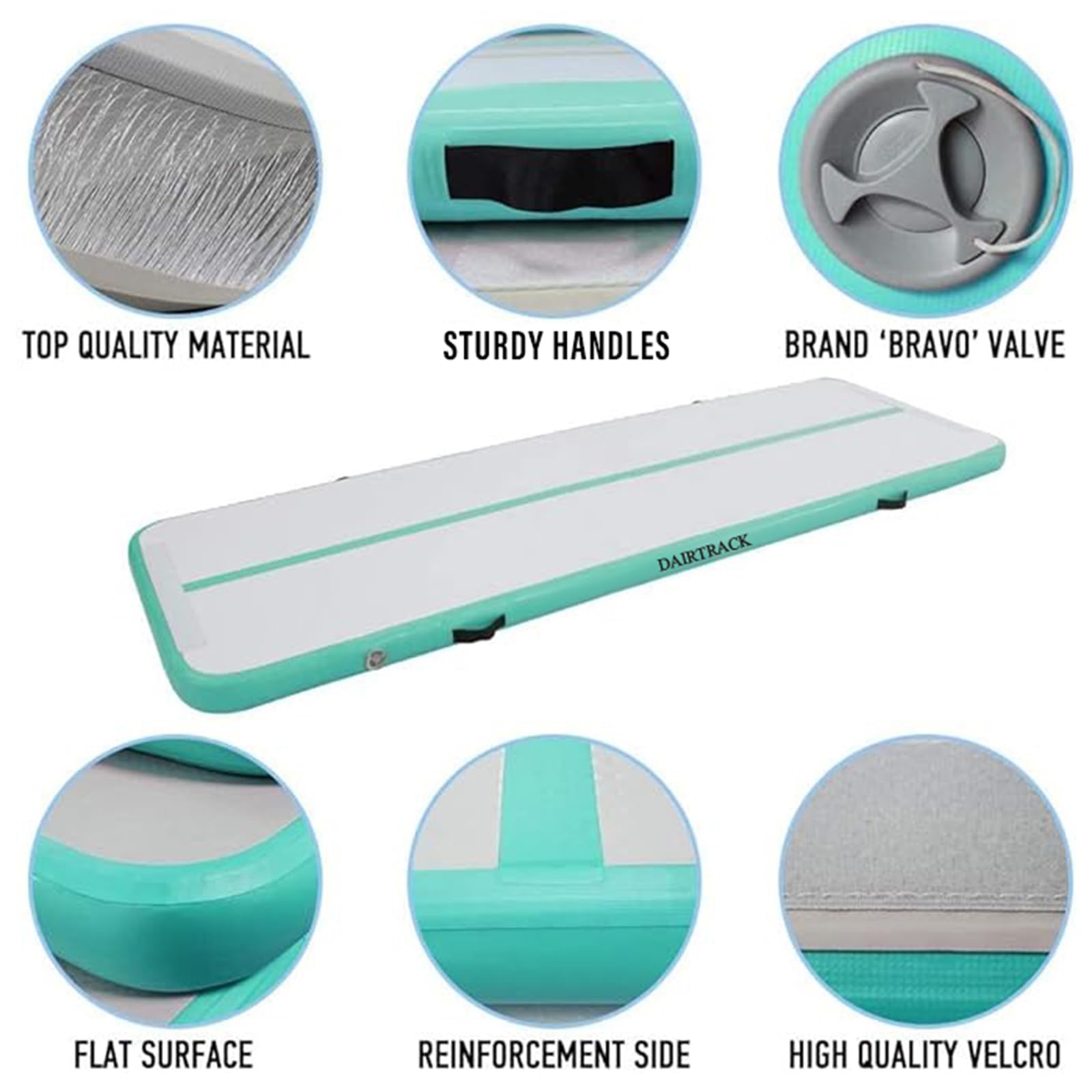 DAIRTRACK Inflatable Gymnastics Air Mat 10ft/13ft/16ft/20ft - Tumble Track Tumbling Mat for Home Gym, Cheerleading, Yoga & Water Training - Perfect for Indoor/Outdoor Exercise & Kids Play