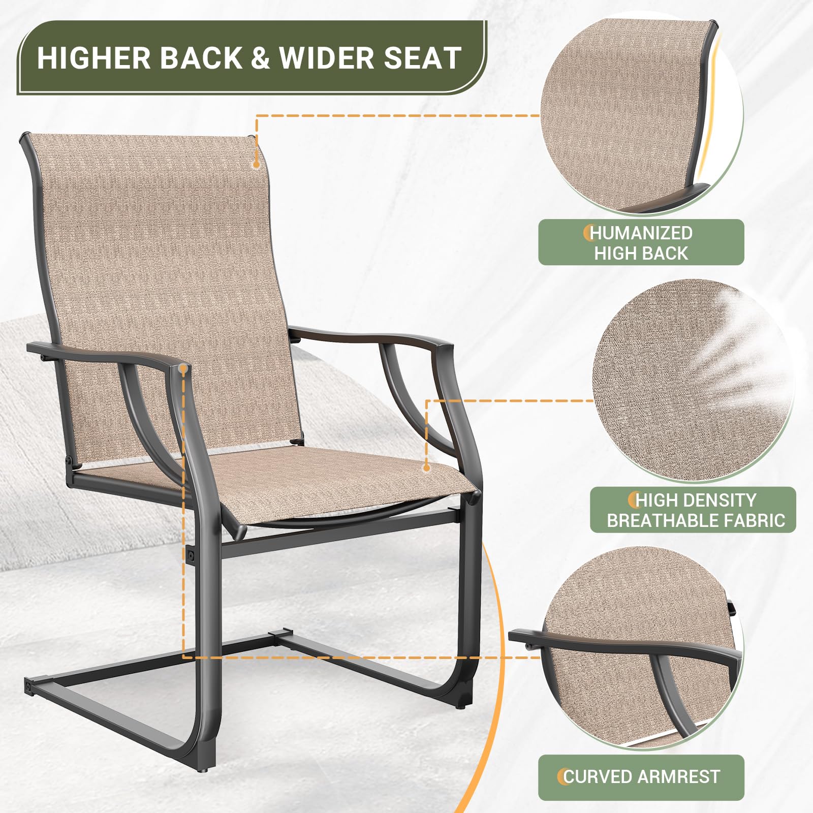 Amopatio 2-Piece Patio Chair Set - All-Weather Outdoor Dining Chairs, Breathable Garden Furniture for Backyard, Deck, or Poolside - Light Brown - Perfect for Outdoor Entertaining and Relaxation