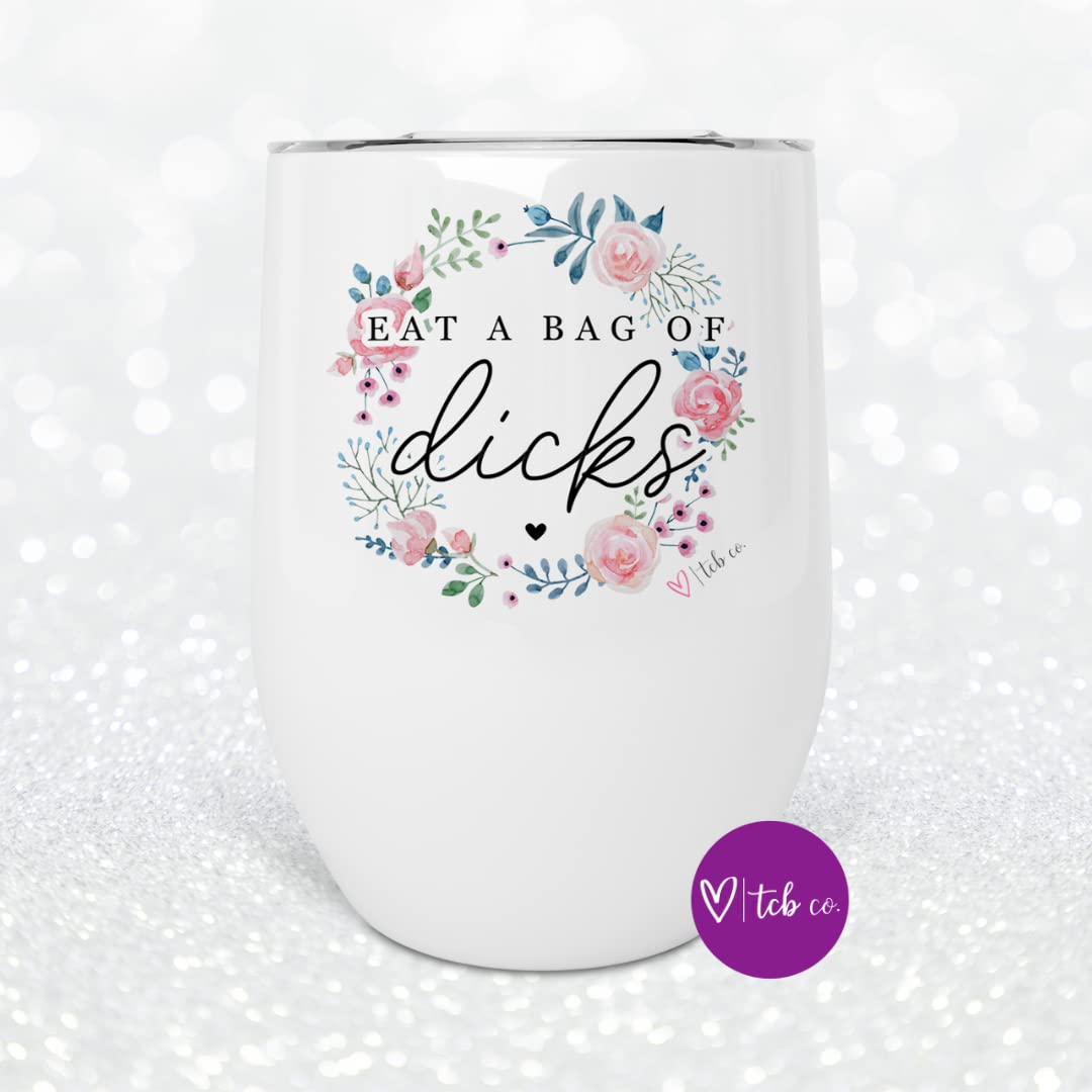 12 oz Stainless Steel Insulated Wine Tumbler with Lid - Floral Design | Perfect for Outdoor Picnics, Beach Parties & Wine Tasting Events