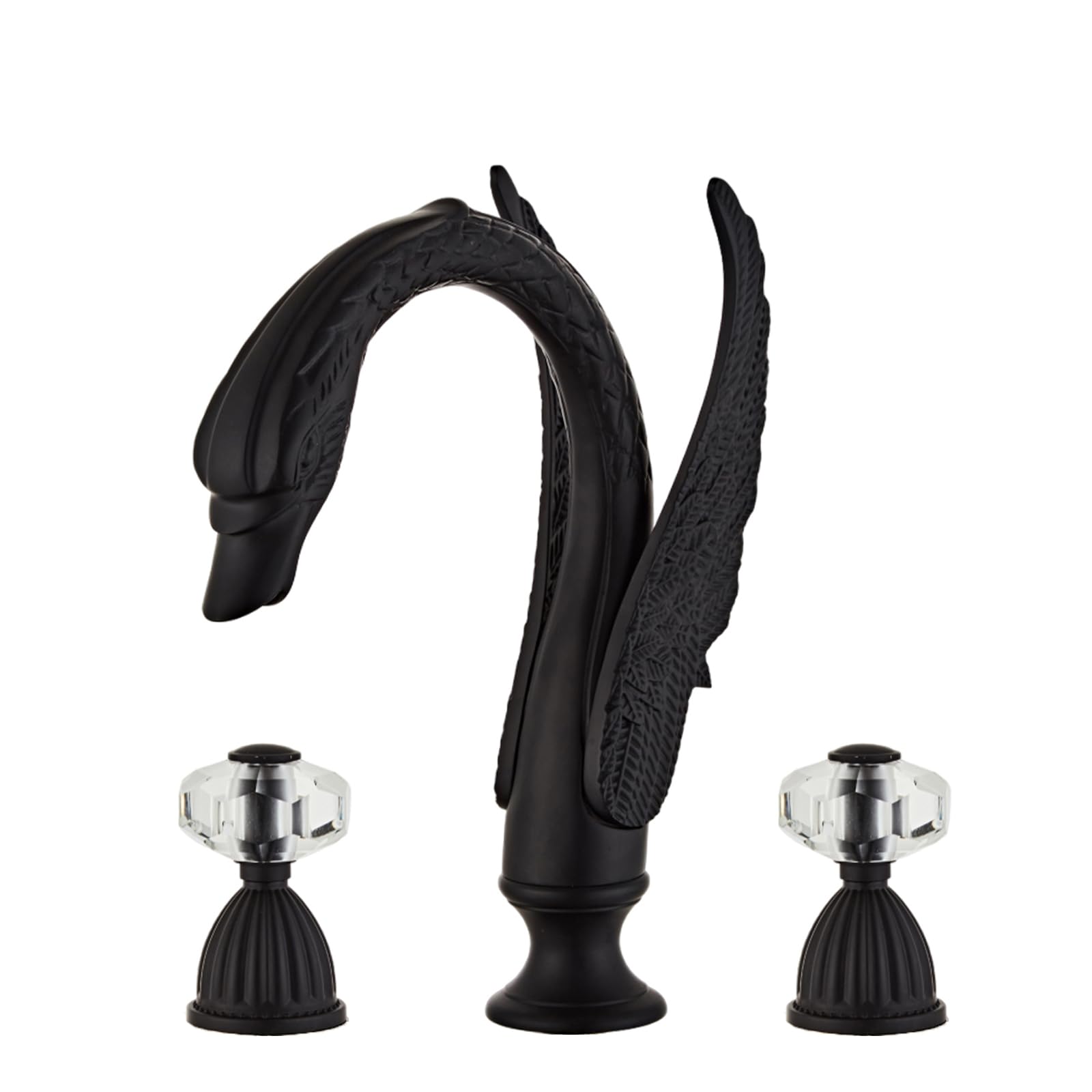 Golden Black Ornate Swan Style Bathroom Sink Faucet Combo - Deck Mount Mixer Tap Set with Hot & Cold Water - Perfect for Vintage & Luxury Bathroom Decor