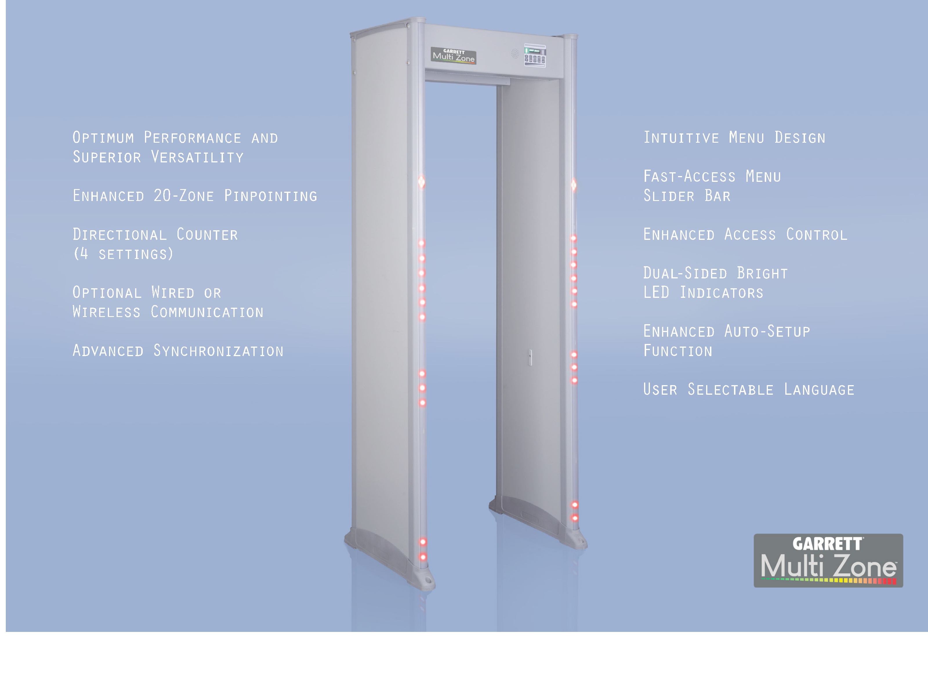 Garrett Multi Zone™ Walk Through Security Metal Detector - High Sensitivity Metal Detection for Airports, Schools & Events | Reliable Security Screening Solution