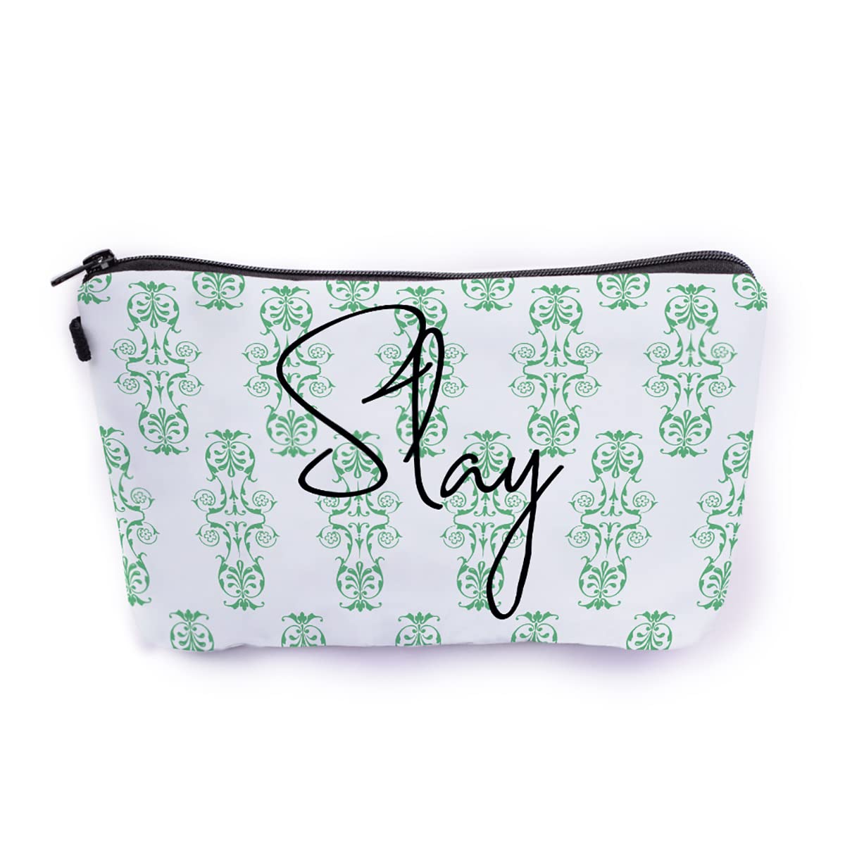 Crazyify White Canvas Cosmetic Bag for Women - Waterproof Travel Makeup Pouch with Zipper, Toiletry Storage Organizer | Perfect for Travel, Gym, and Daily Use