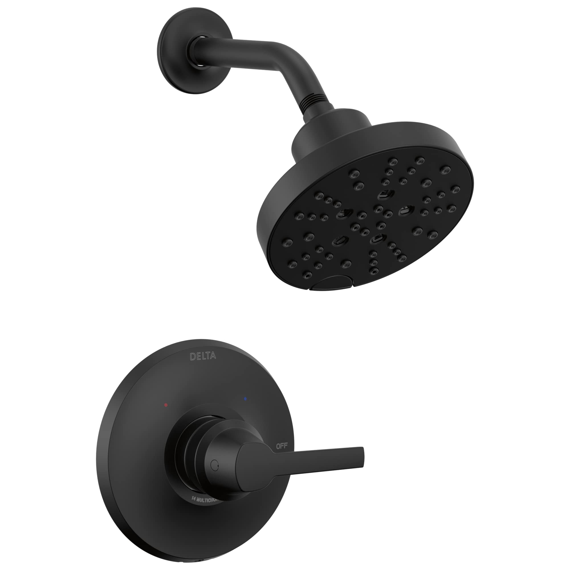 Delta Faucet Galeon Single Handle Matte Black Shower Faucet Set with H2Okinetic Shower Head - T14272-BL (Valve Not Included) - Modern Bathroom Upgrade for Spa-Like Shower Experience