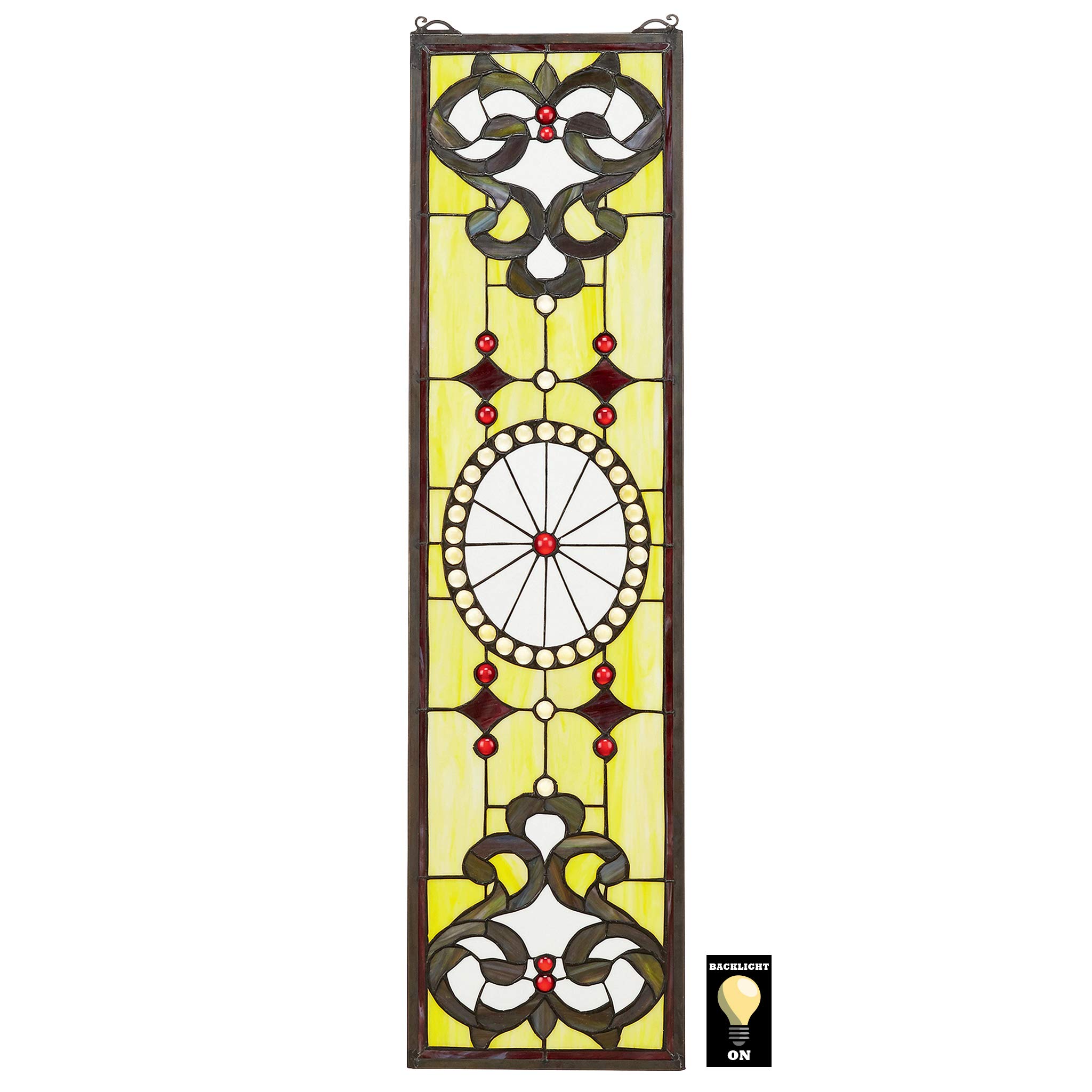 Design Toscano Belvedere Tiffany-Style Stained Glass Window Panel - Elegant Decorative Art for Home, Church & Office Decor