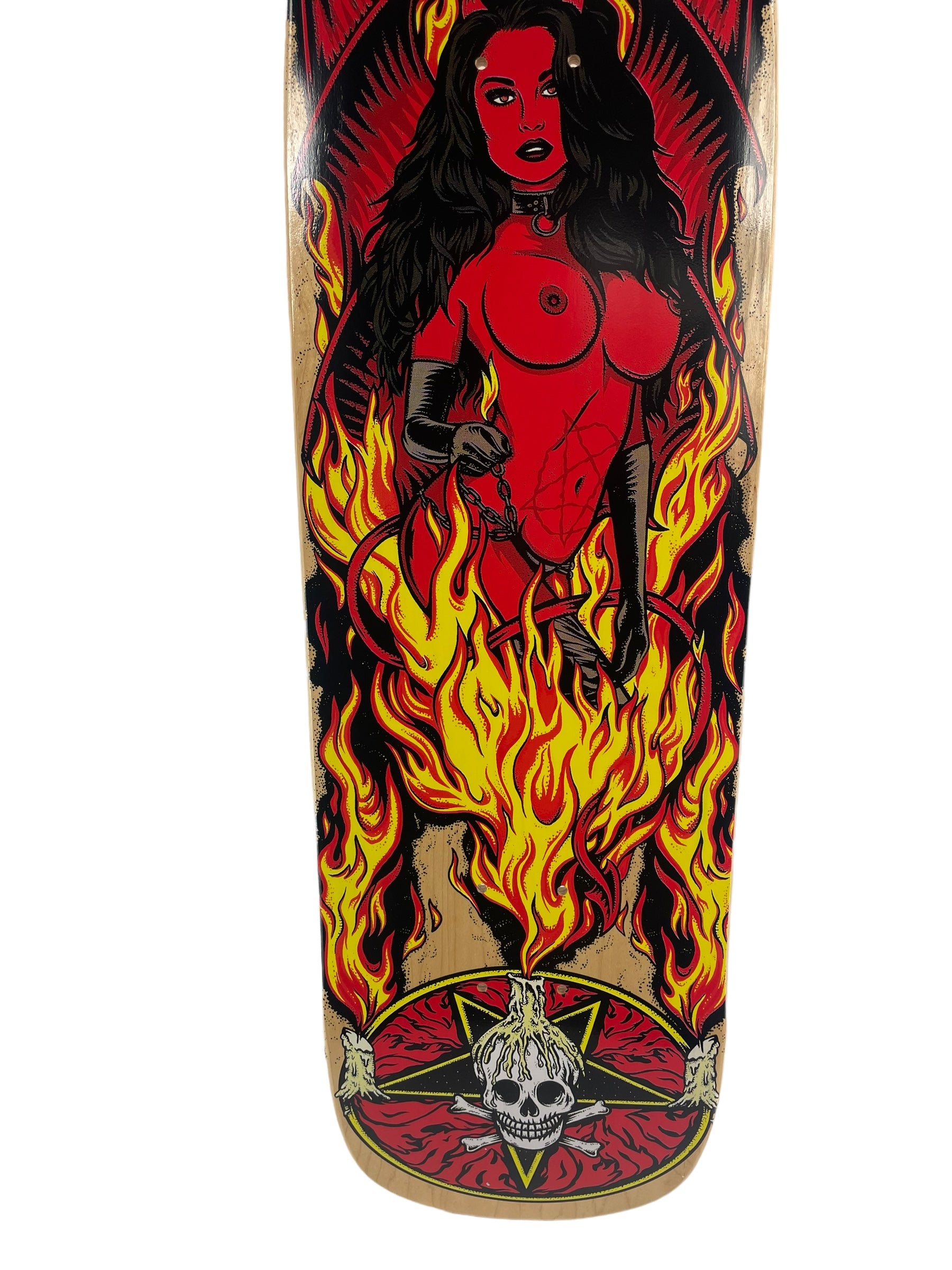 Benson RED Devil Woman Pro Deck Death Skateboard - 9 Inch POOL Shape for Street & Vert Skating - Perfect for Skate Parks & Pool Riding