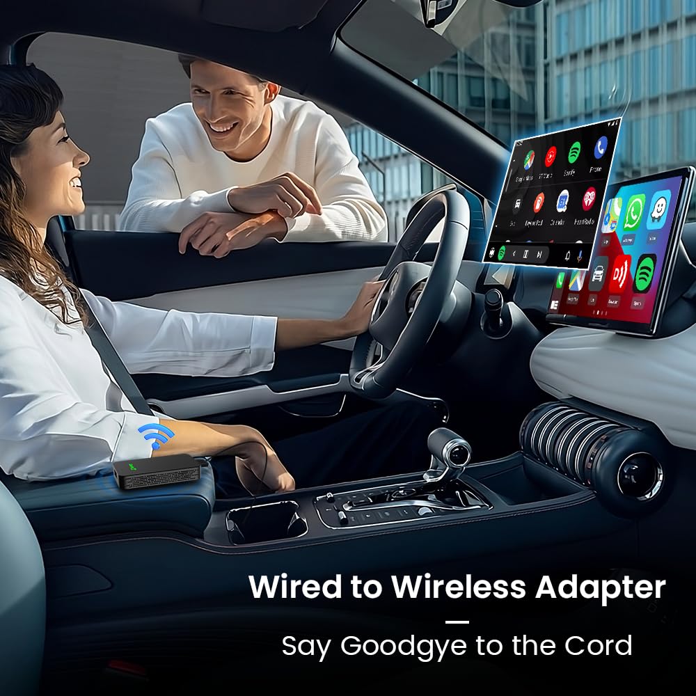 CarlinKit 5.0 Wireless Android Auto & Apple CarPlay Adapter (2025 Model) - Dual Channel Connection, Plug & Play USB Dongle for Cars 2016+ | Convert Wired to Wireless | Perfect for Commuting, Road Trips & Hands-Free Driving