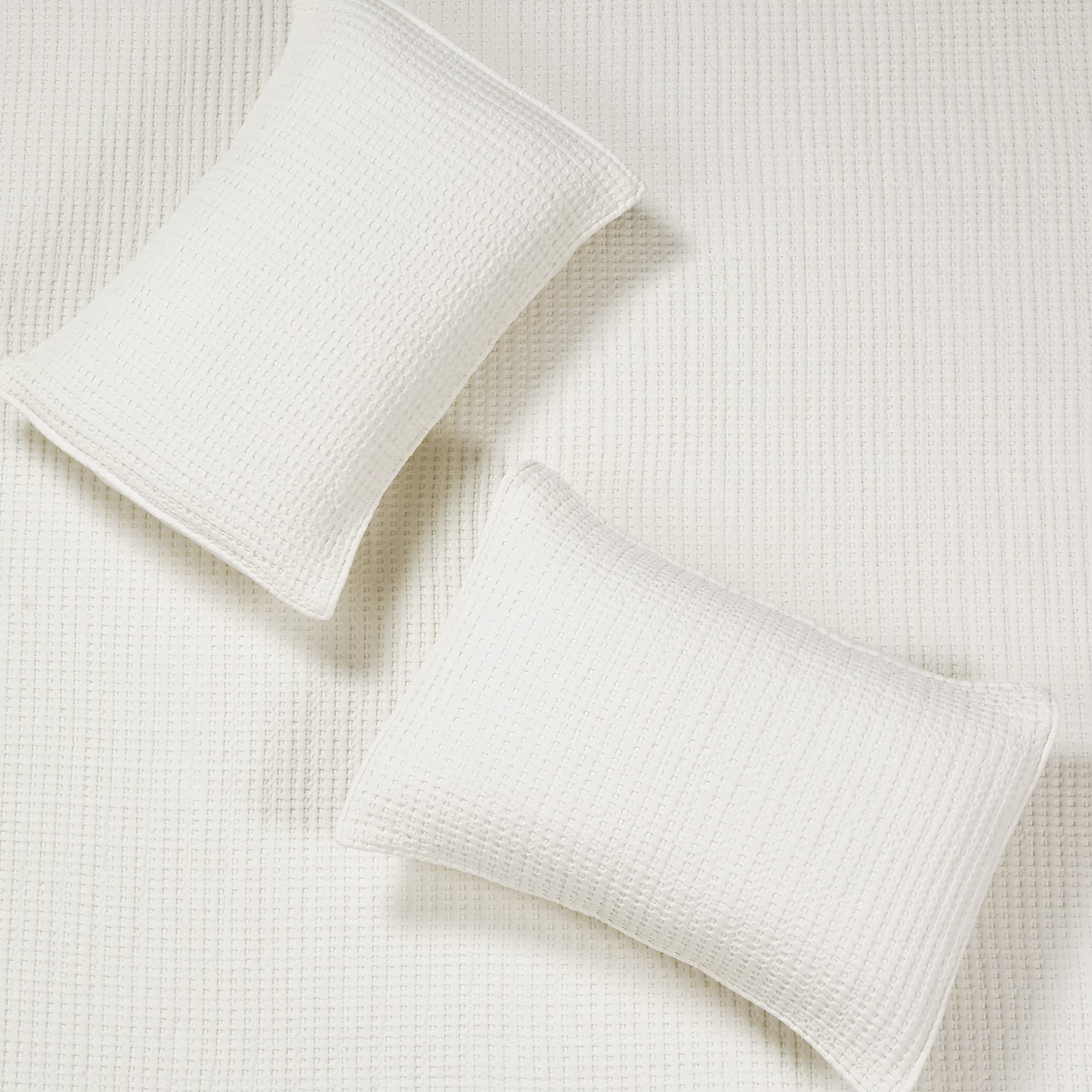 Levtex Home Mills Waffle King/Cal King Quilt Set - Cream Cotton Waffle Bedding - 106