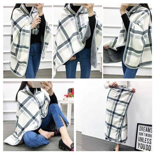 **CAMEIRGOU Women's Wearable Blanket Sweatshirt - Soft Fleece Poncho Shawl Wrap, Cozy Plaid TV Blanket Cape for Winter - Perfect for Lounging, Movie Nights & Cold Weather (Grey)**