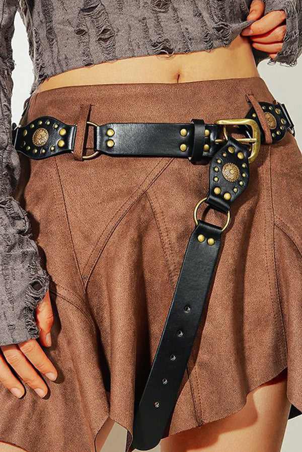 Vintage Rivet Metal Buckle Waist Belt - Adjustable Leather Strap for Women & Men | Perfect for Jeans, Dresses & Gothic Fashion Outfits