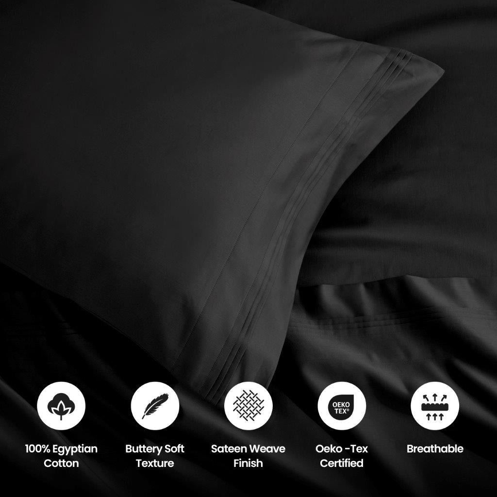 Luxury 1500 Thread Count Egyptian Cotton Pillowcase Set - 2 Piece, Ultra Soft & Breathable for Better Sleep - Perfect for Bedroom, Hotel, or Gift