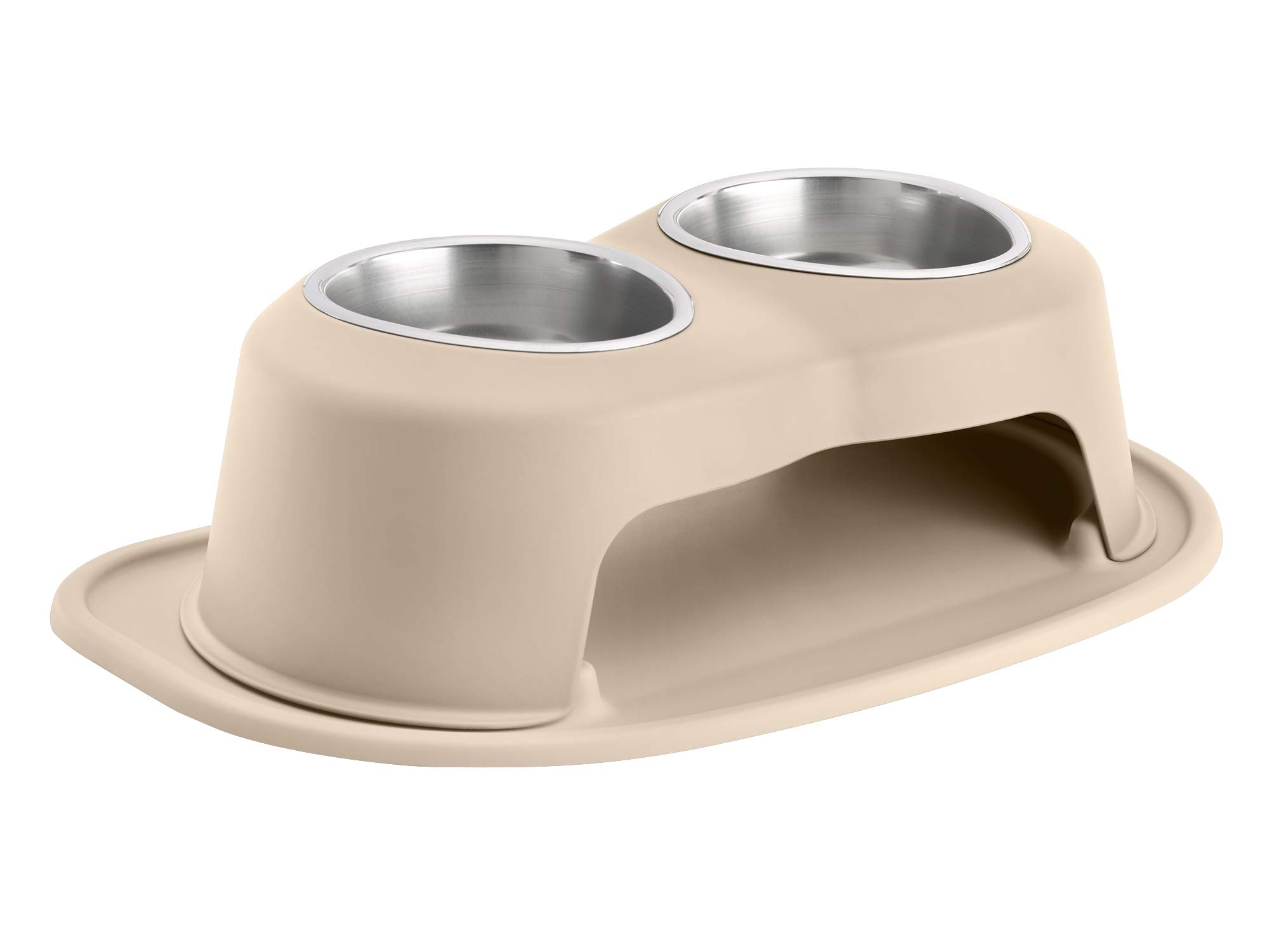 WeatherTech Double High Elevated Pet Feeding System - 6 Inch High Tan Dog & Cat Bowls (DHC3206TNTN) - Perfect for Large Breed Dogs & Senior Pets with Joint Issues