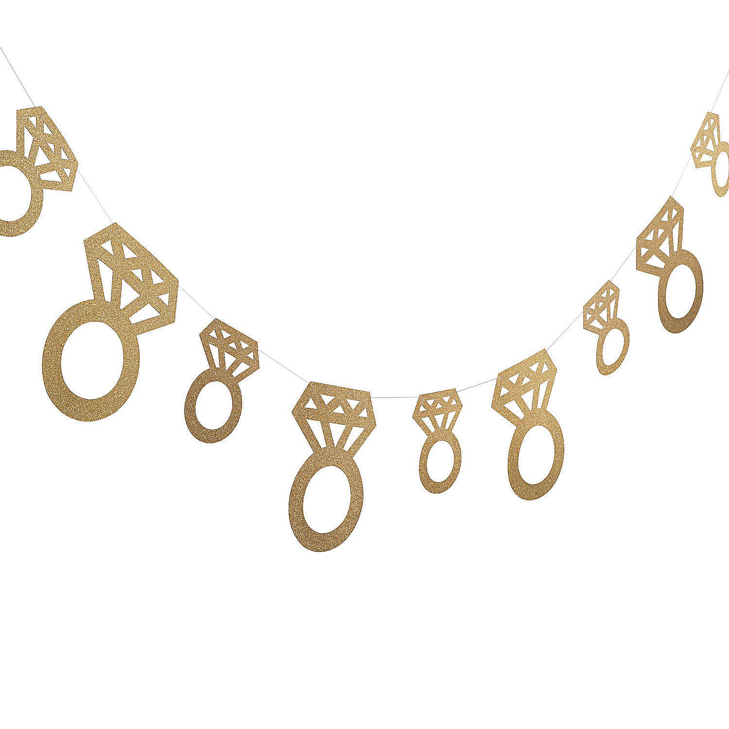 Gold Glitter Diamond Ring Garland for Wedding Decorations - Party Hanging Decor - 1 Piece - Perfect for Bridal Showers, Anniversary Celebrations & Birthday Parties