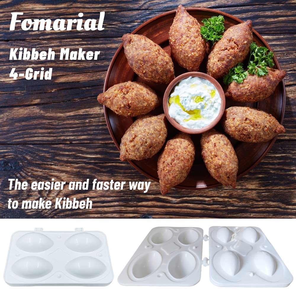 Premium Kibbeh Maker Mold - 7cm 4-Grid Meatball Press Tool for Middle Eastern Cuisine | Perfect for Homemade Kibbeh, Falafel & Meatballs | Great for Kitchens, Restaurants & Food Prep