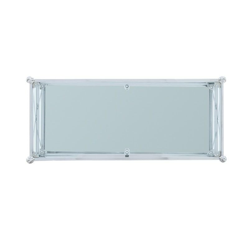 Linon Walker Chrome and Glass Floor Console - Modern Entryway Table with Tempered Glass Shelf - Perfect for Living Room, Hallway, or Foyer Decor