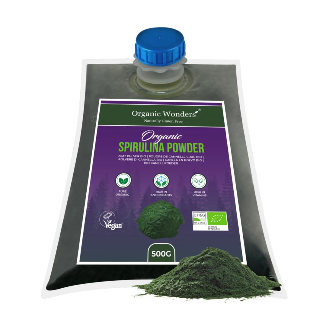 Organic Spirulina Powder - 200+ Servings | Natural Vegan Superfood for Detox & Immunity Support | High Protein Supplement for Smoothies, Juices & Baking | by Organic Wonders®