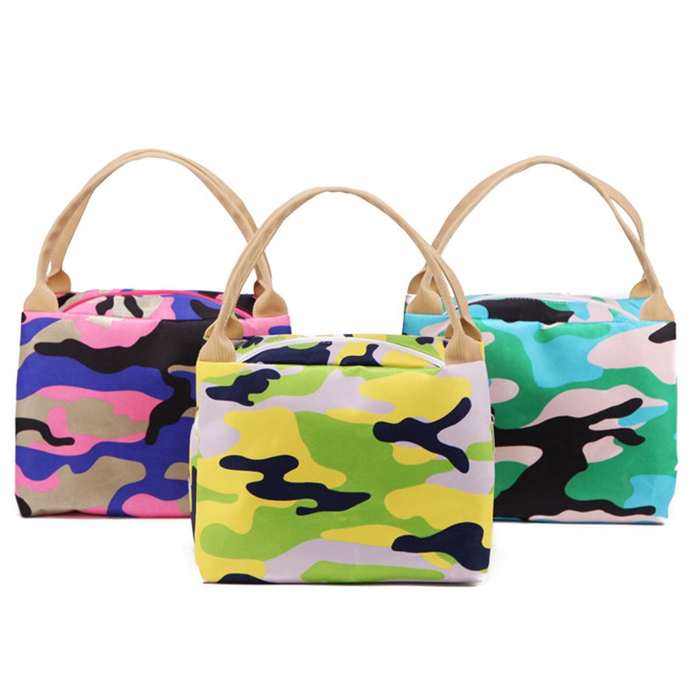 LEFV™ Insulated Lunch Bag - Reusable Purple Camouflage Tote for Work, School & Picnic | Zippered Food Container & Grocery Organizer | Perfect for Meal Prep, Travel & Makeup Storage