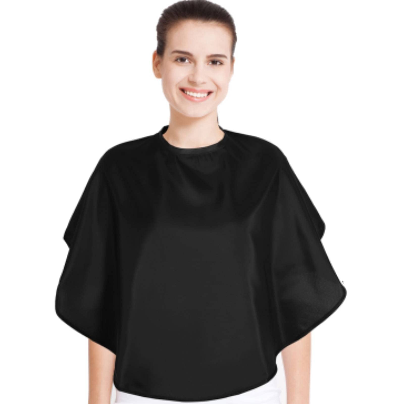 Short Makeup Cape for Women & Men - Mini Makeup Bib & Haircut Cape for Salon Professionals - Waterproof Styling Cape for Makeup Artists, Hair Stylists & Barbers (Black) - Perfect for Salon, Spa, Home Haircuts & Beauty Treatments