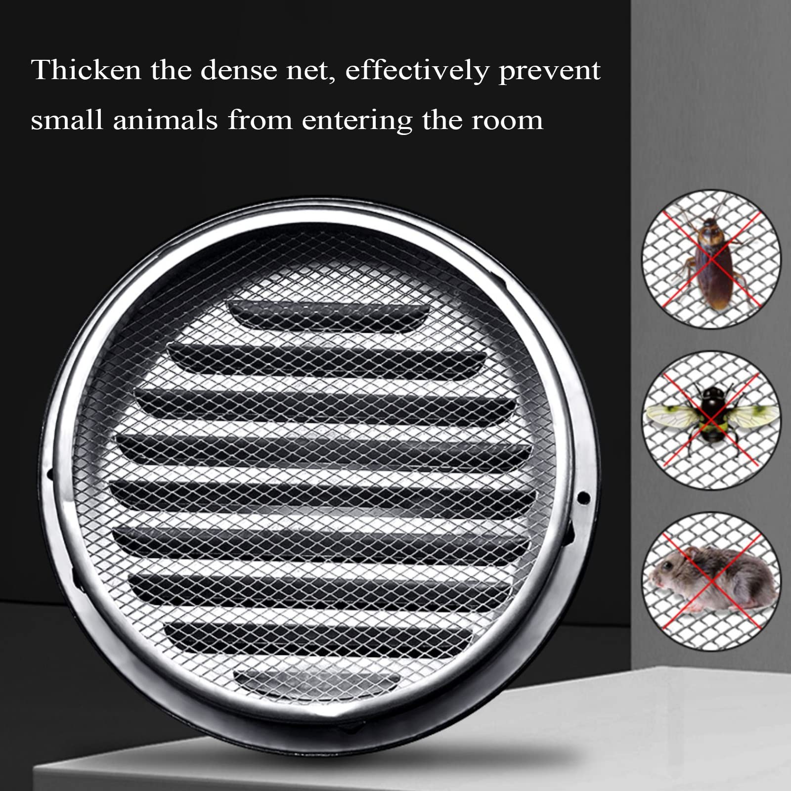 Stainless Steel Round Air Vent Grille - 70mm/2.76in Wall Ventilation Duct for Kitchen, Bathroom & Exterior | Durable External Extractor Vent with Bullnose Design for Optimal Airflow