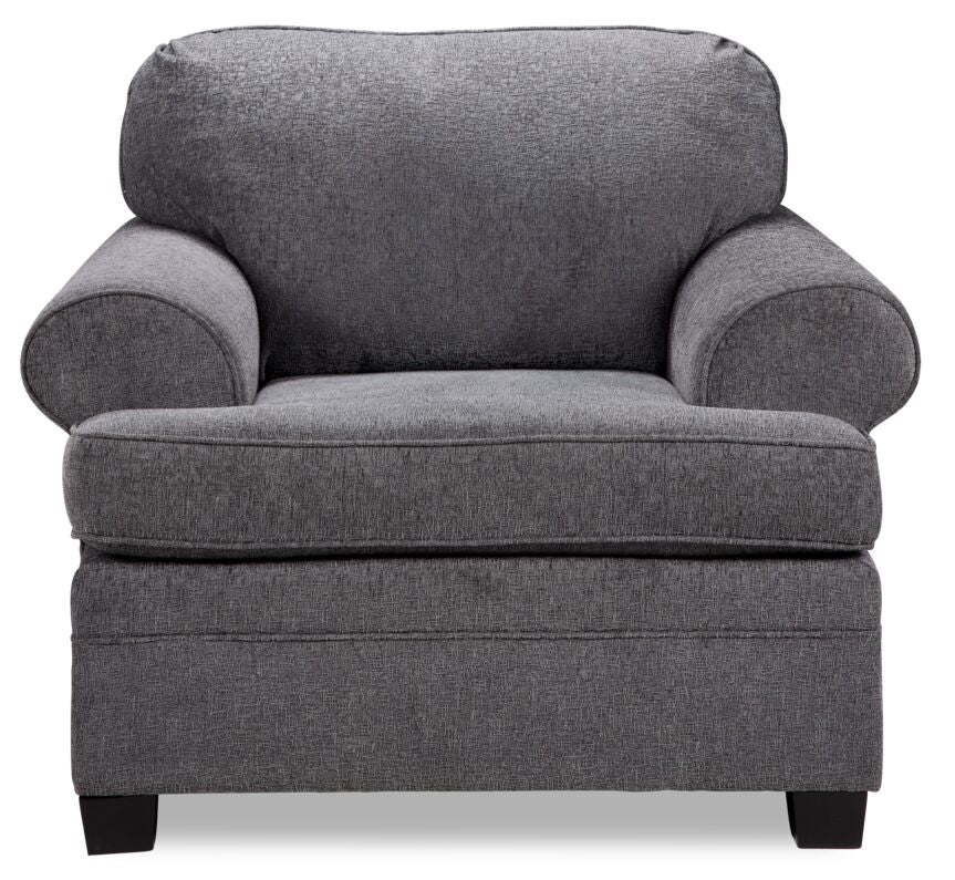Calliope Chair - Modern Accent Chair in Smoke Gray for Living Room, Bedroom & Office - Comfortable Upholstered Lounge Chair with Sturdy Metal Legs