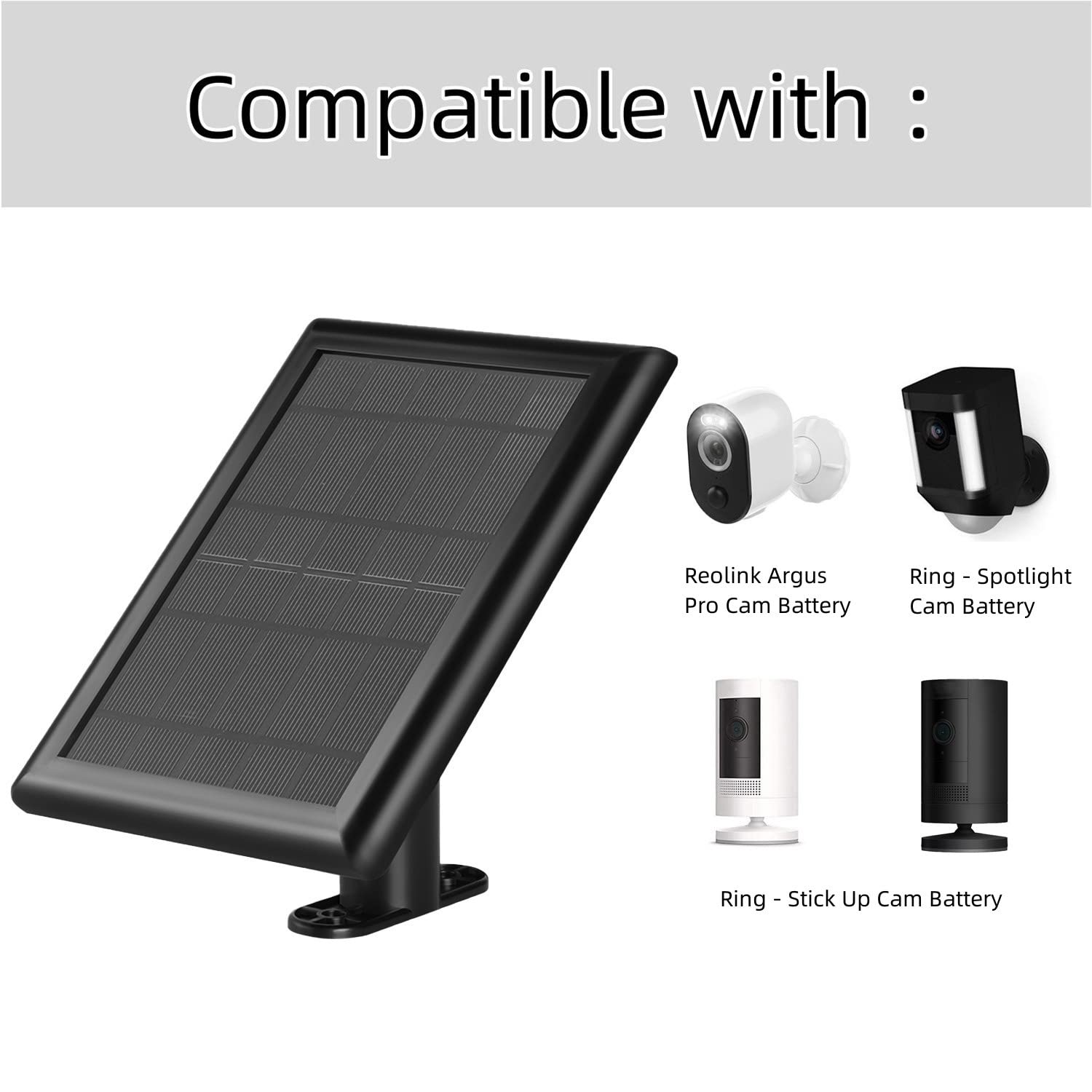 2 Pack Solar Panel for Ring Spotlight & Stick Up Cam - Portable Solar Charger Compatible with Ring Security Camera Battery Replacement - Perfect for Outdoor Home Security & Surveillance