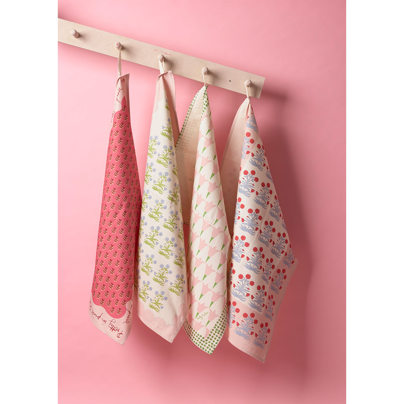 Premium Cotton Tea Towel - Mughal Stripe Crimson Sky Design - Absorbent & Durable Kitchen Towels for Dish Drying, Hand Wiping & Home Decor
