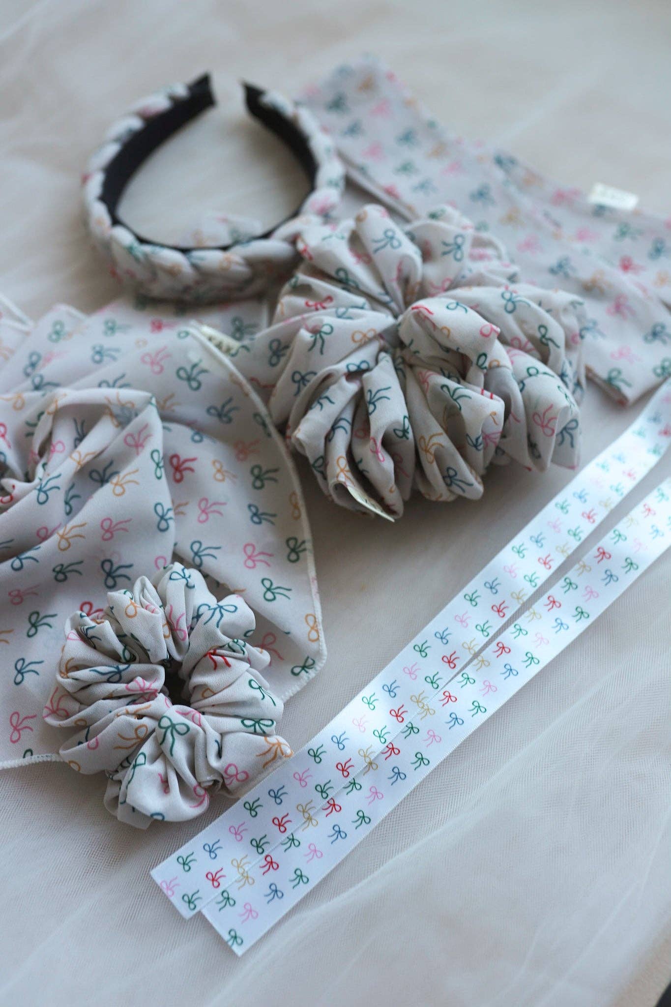 Bow Pattern Hair Scrunchie - Soft Elastic Hair Tie for Women & Girls - Perfect for Workouts, School, and Everyday Styling