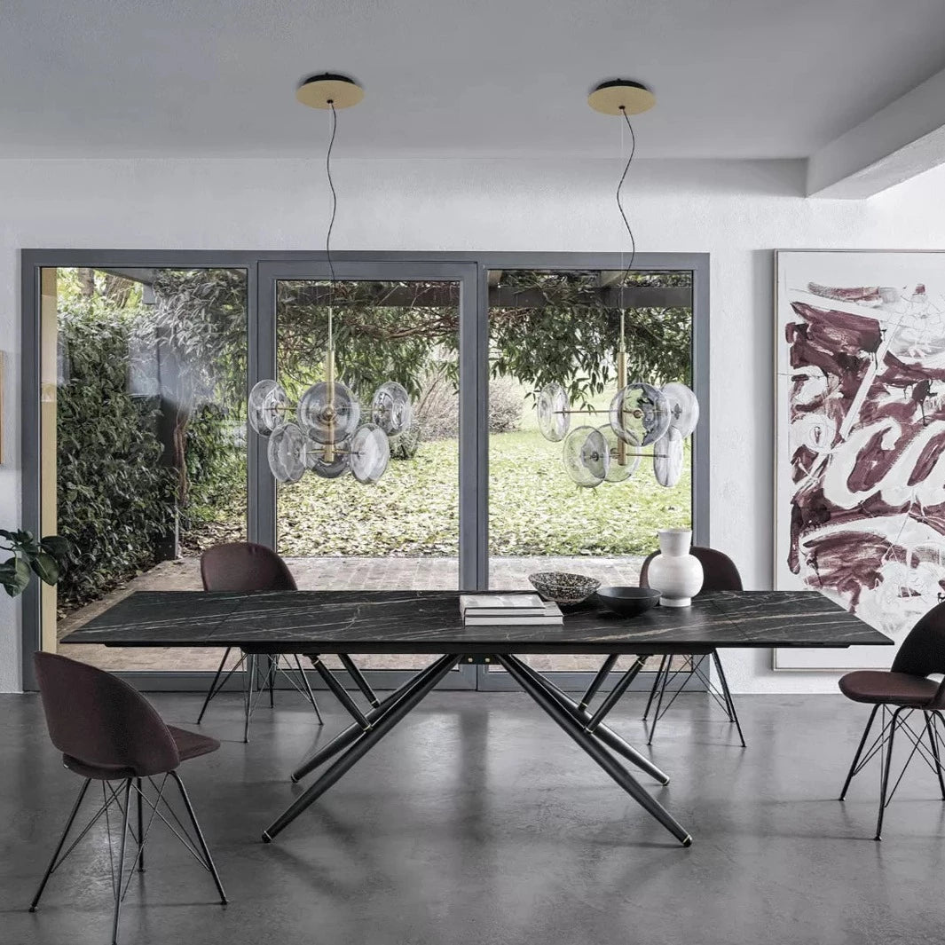 Extendable Marble & Ceramic Dining Table - Expandable Bridge Design for Small Spaces | Perfect for Apartments, Kitchens, and Dining Rooms