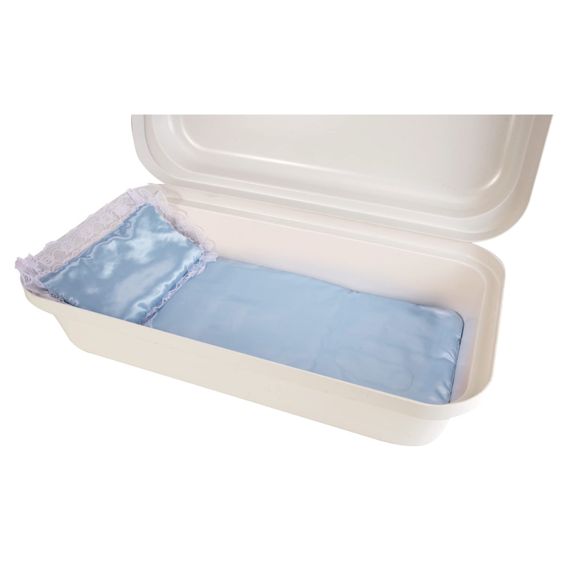 Premium Pet Casket - Elegant & Durable Burial Box for Dogs, Cats & Small Pets - Safe Memorial Urn for Pet Loss - Perfect for Backyard Burials, Memorial Services & Honoring Beloved Pets (Large, White/Blue)