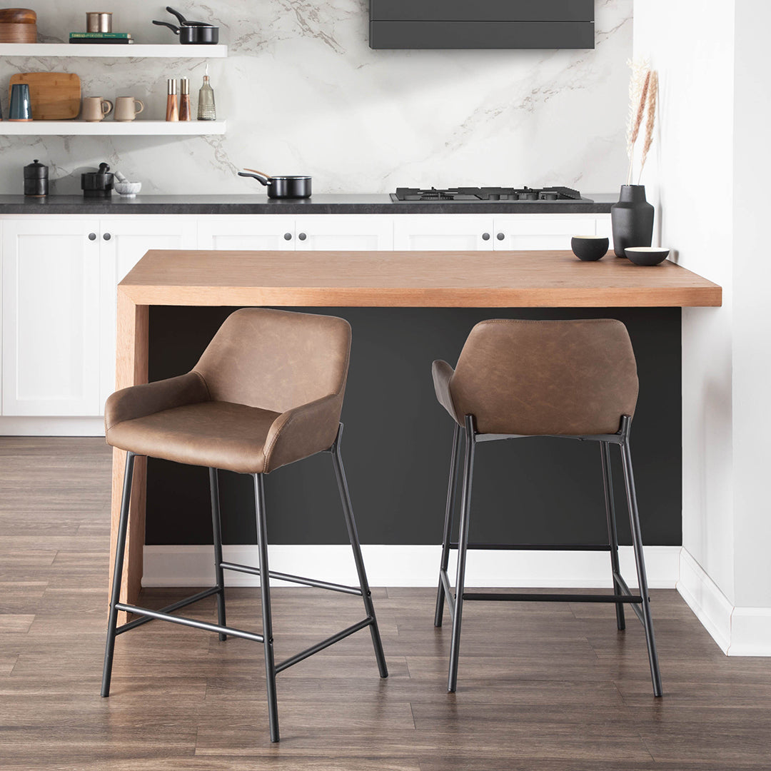 Daniella Counter Stools Set of 2 - Modern Bar Stools with Back Support for Kitchen Island, Breakfast Bar & Home Decor