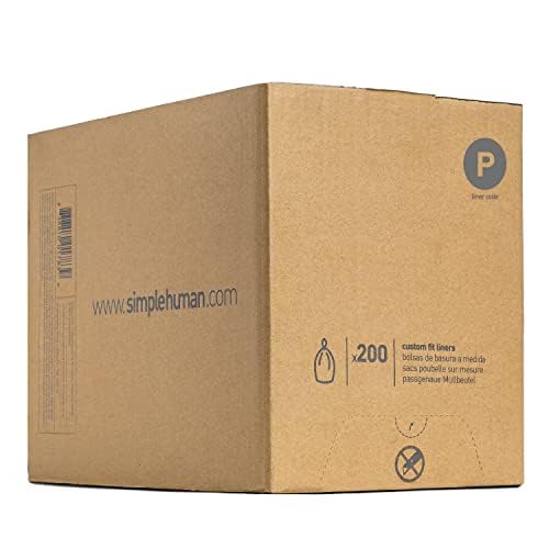 simplehuman Code P 200 Count Genuine Custom Fit Liners - 30 Liter / 8 Gallon Drawstring Trash Bags - White - Perfect for Kitchen, Bathroom & Office Waste Bins