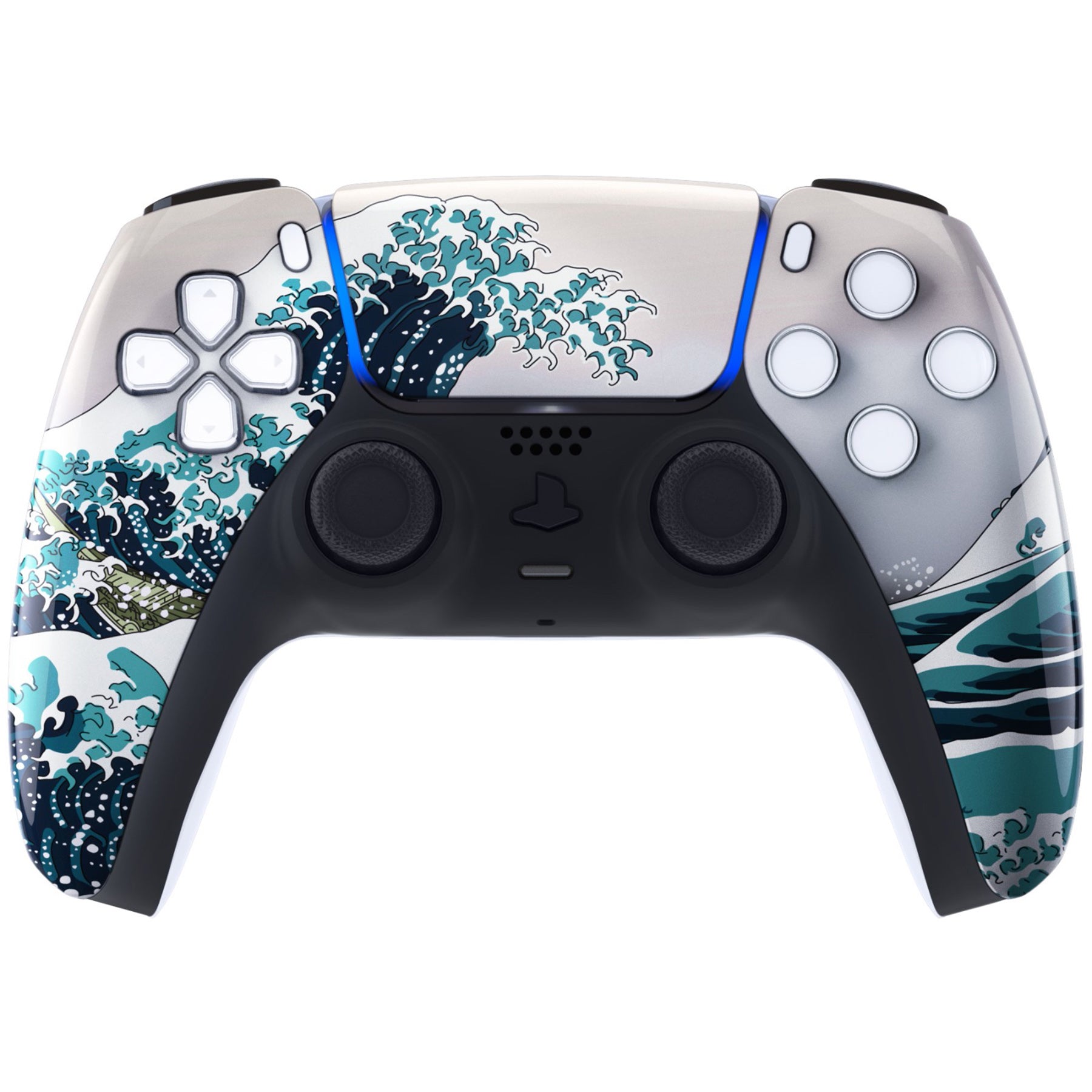 eXtremeRate The Great Wave Pattern Touchpad Front Housing Shell for PS5 Controller BDM-010/020/030/040/050 - DIY Replacement Shell & Custom Touch Pad Cover (ZPFT1006G3) - Perfect for Gaming Enthusiasts & Custom PS5 Controller Mods