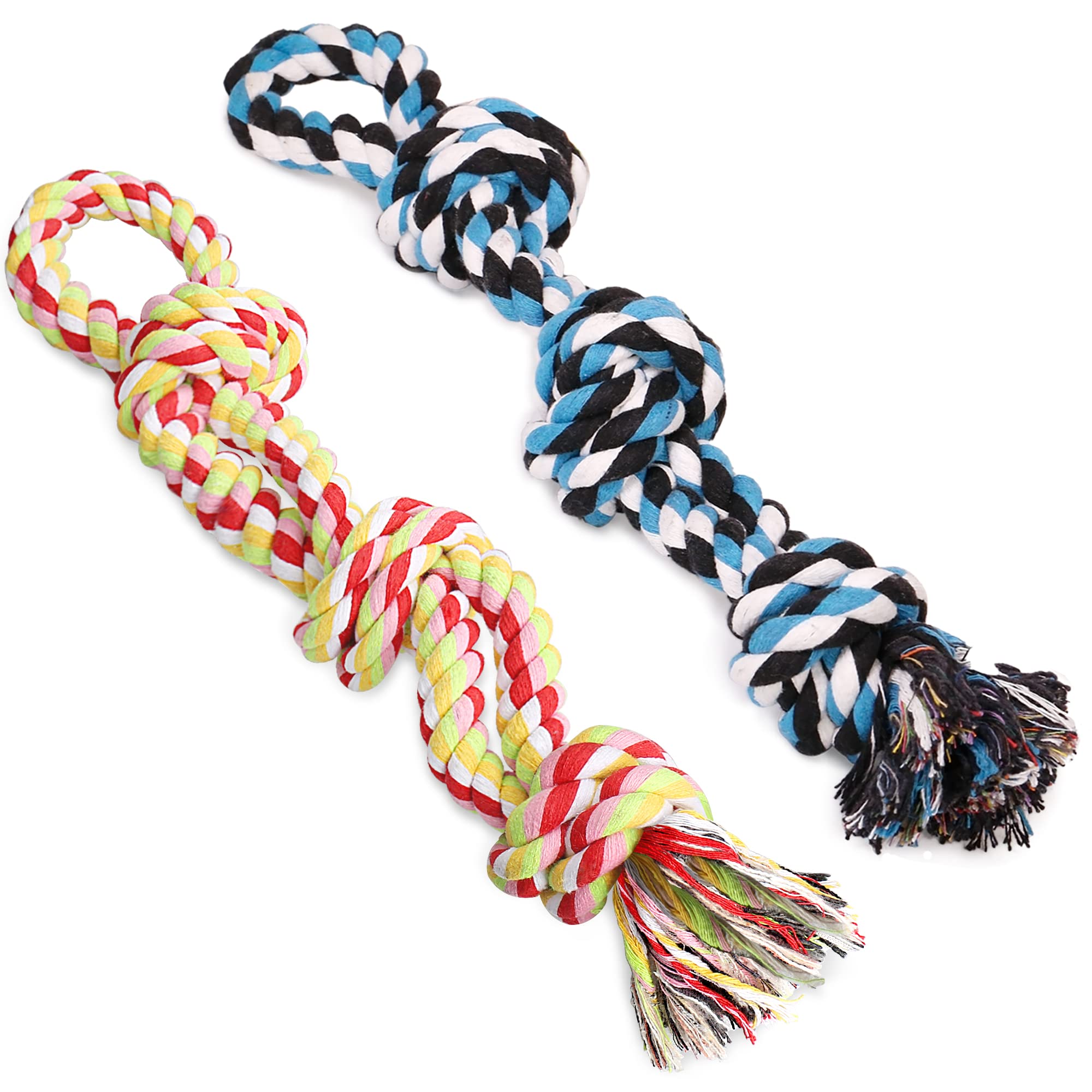 UPSKY Durable Dog Rope Chew Toys - 2 Pack Nearly Indestructible Dental Cleaning Toys for Large Aggressive Chewers | Teeth Cleaning & Boredom Relief | Perfect for Tug-of-War, Fetch & Training Sessions