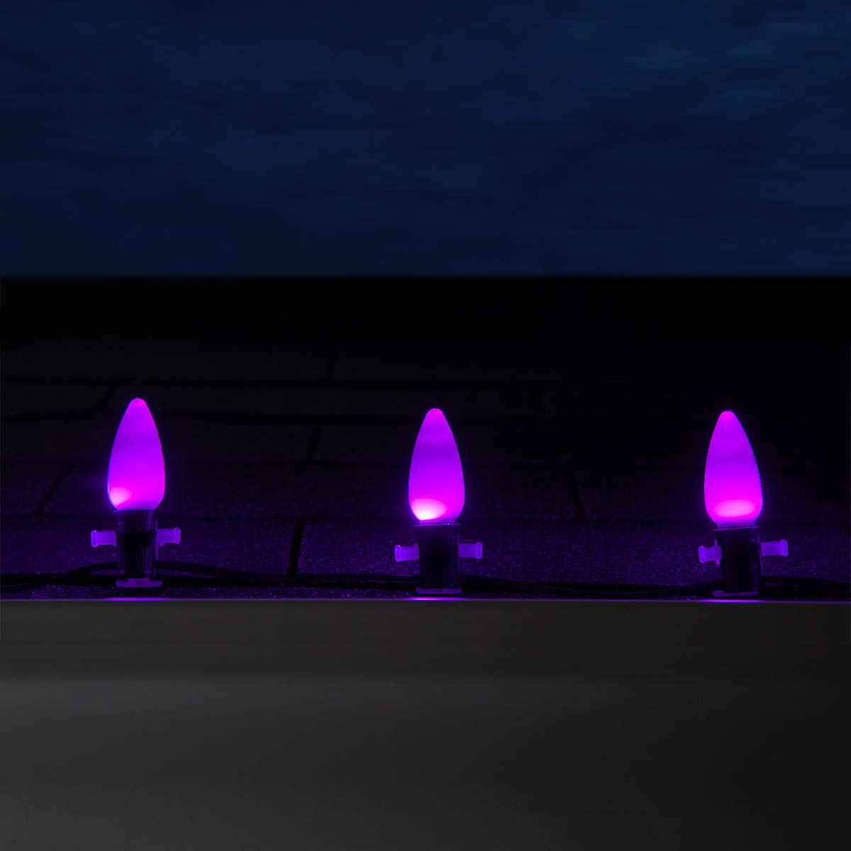 OptiCore C9 Halloween String Lights - 25 ft Commercial Grade Outdoor Hanging Lights (25 Purple Smooth/Opaque Bulbs) - Heavy Duty Fall & Halloween Decorations for Porch, Yard, and Party Decor