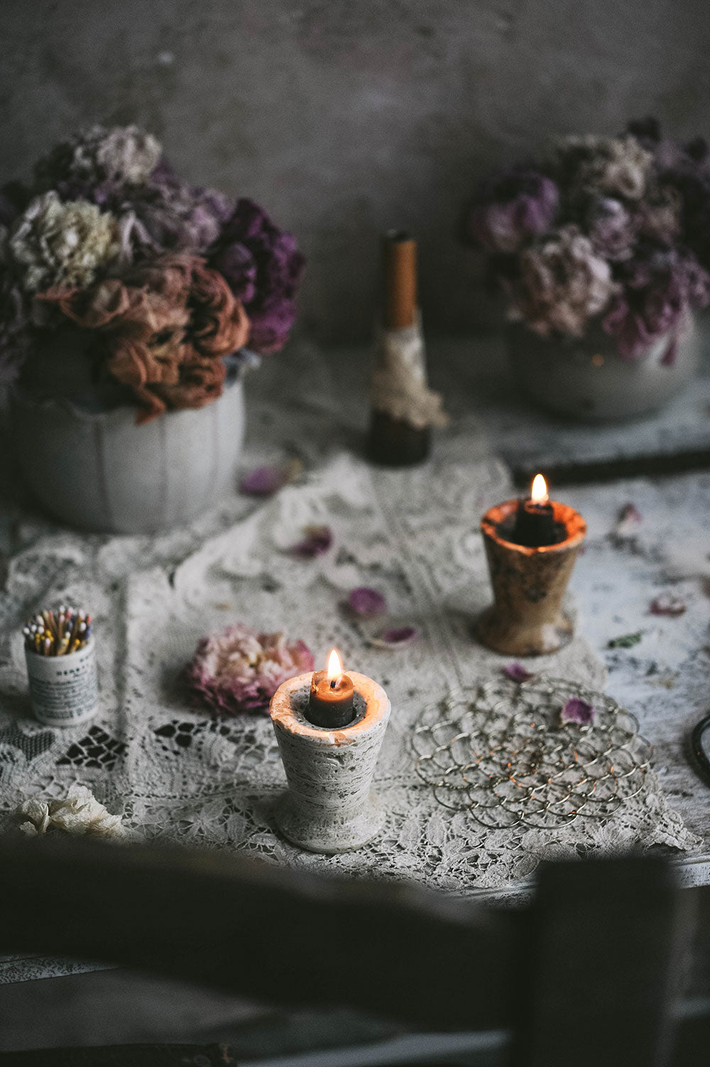 Natural Travertine Stone Candle Holder - Handcrafted Home Decor for Dining Table, Wedding Centerpiece & Spa Relaxation