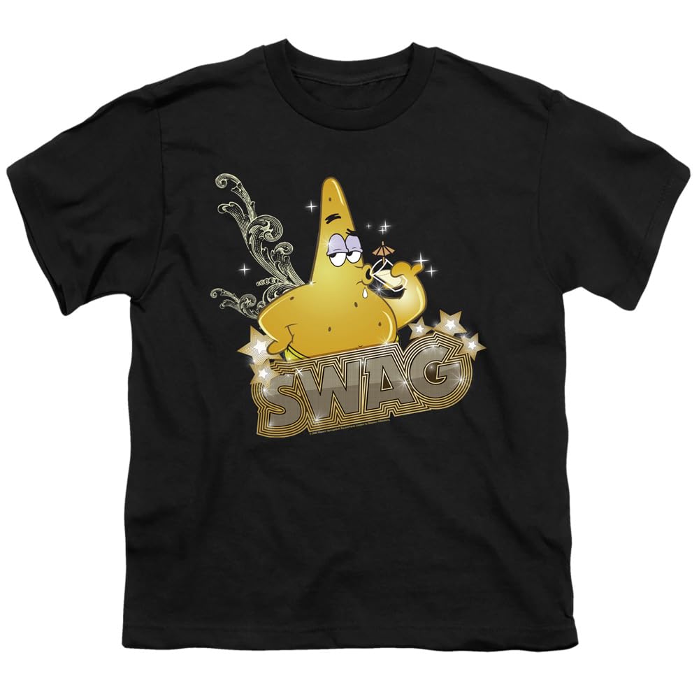 LOGOVISION Spongebob Patrick Has Swag Unisex Youth T-Shirt - Cartoon Graphic Tee for Kids & Teens - Perfect for Casual Wear, Birthday Gifts & Fan Merchandise