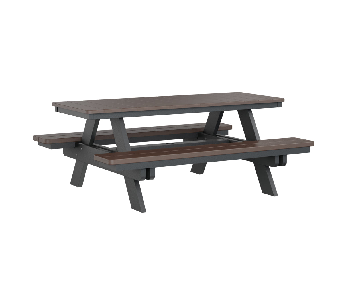 Berlin Gardens Rectangular Picnic Table - Outdoor Dining Set for Patio, Backyard, and Park - Heavy Duty Weather-Resistant Wooden Picnic Bench with Umbrella Hole