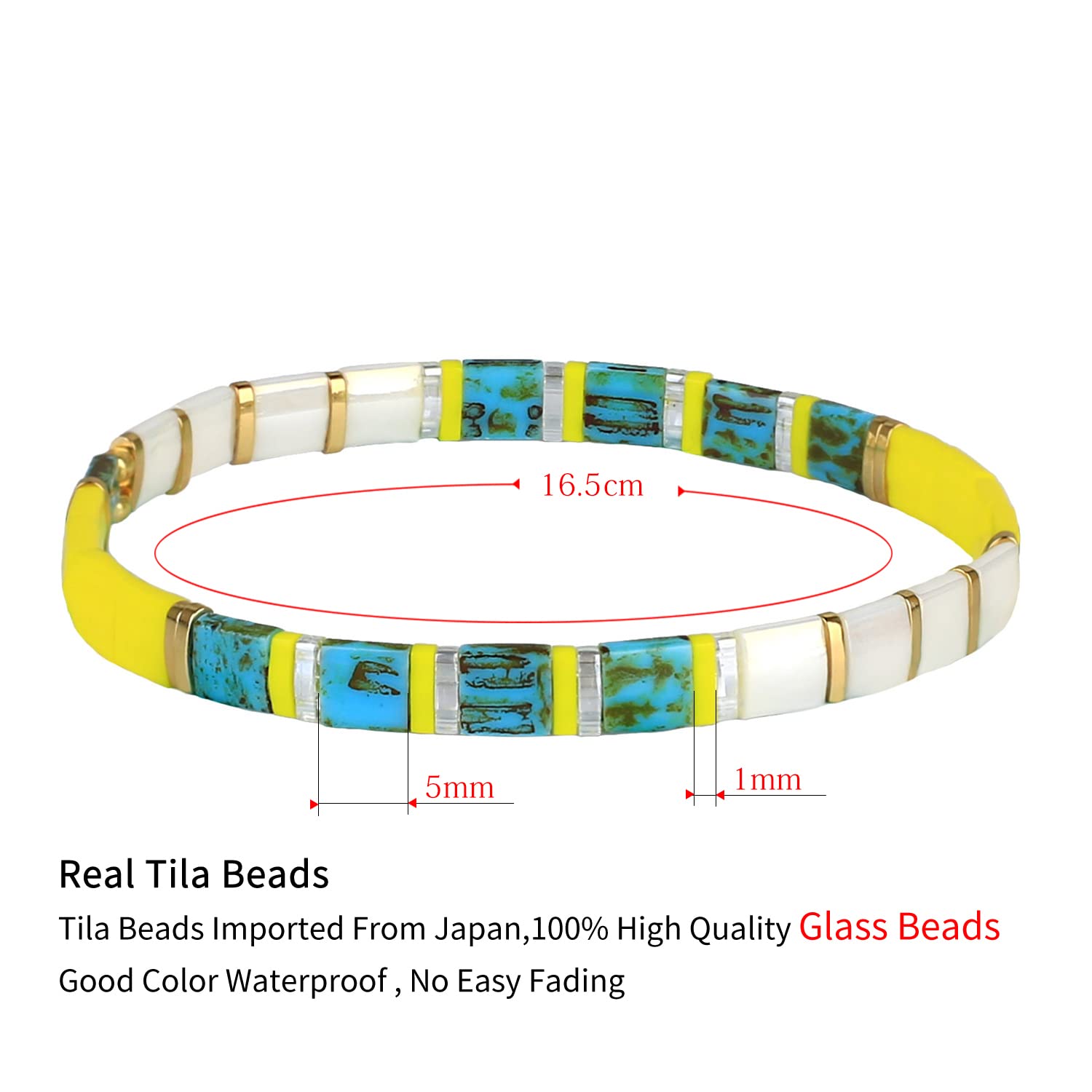 Bohemian Stretch Bracelets for Women - Handmade Tila Bead Friendship Bracelets, Chic Adjustable Elastic Beaded Jewelry - Perfect for Casual Wear, Gifts, and Festival Outfits