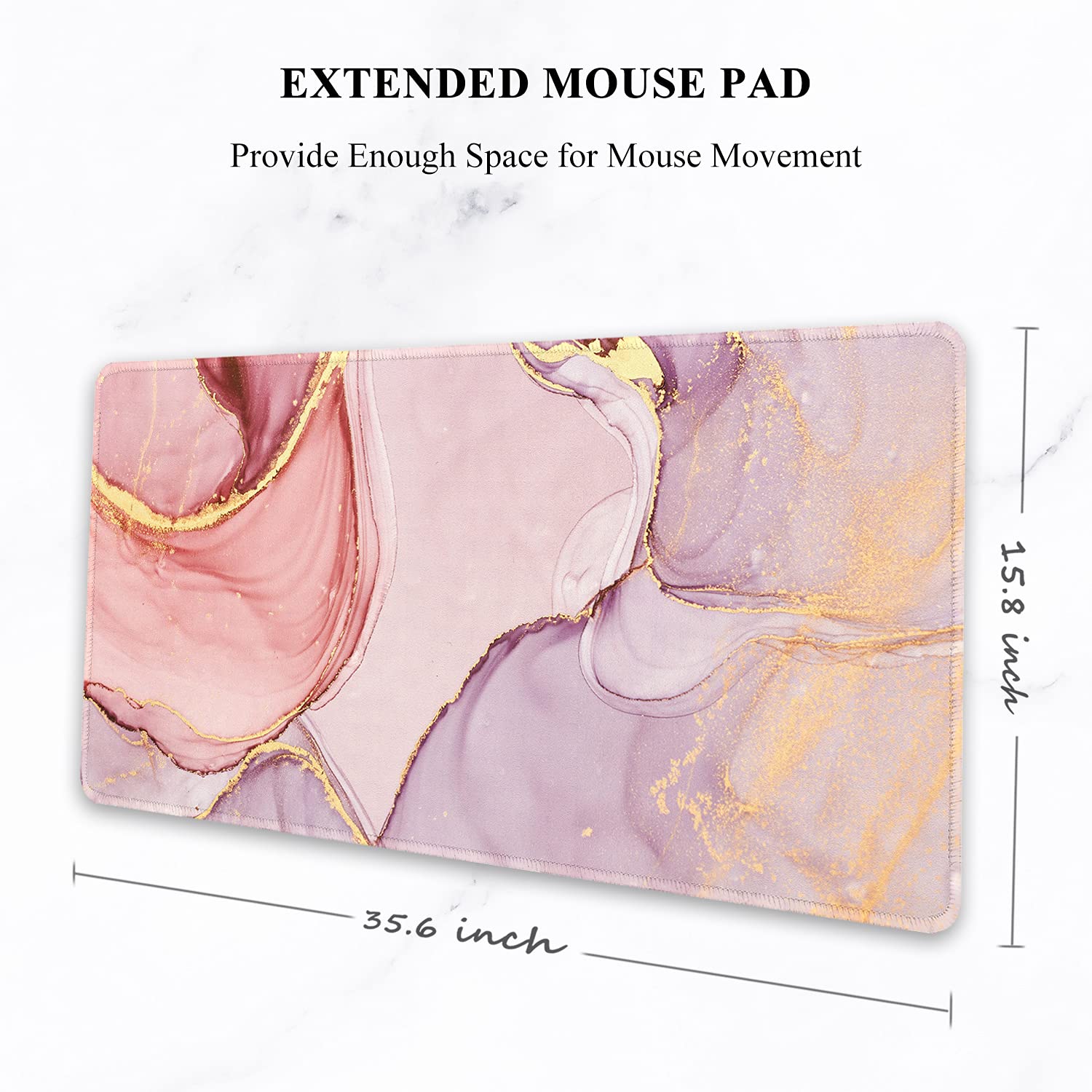 Auhoahsil XXL Gaming Mouse Pad - Non-Slip, Stitched Edge (35.5x15.7in) for Office & Gaming