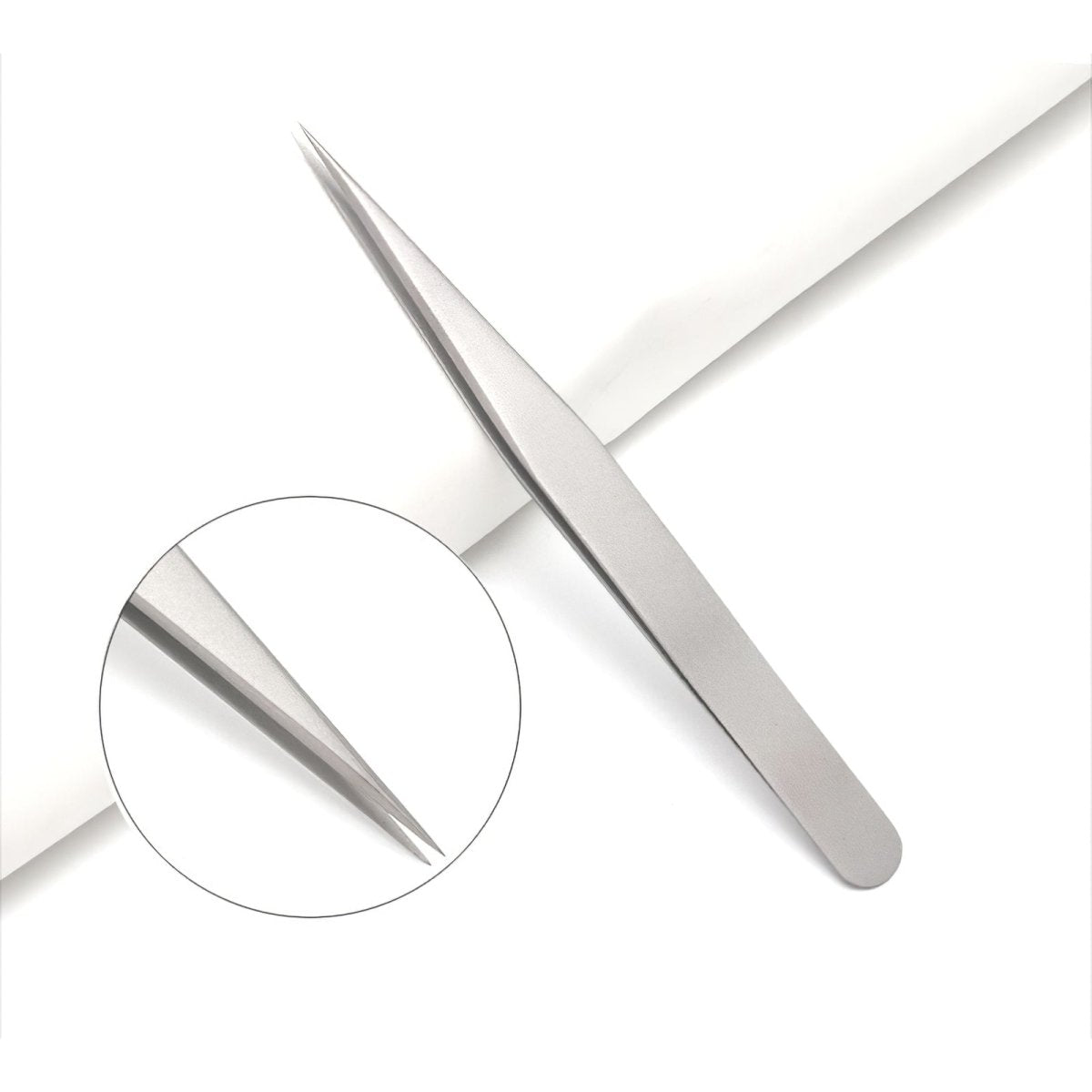 Professional Eyelash Tweezers ST 15 - Stainless Steel Precision Tweezers for Eyelash Extensions, False Lashes & Makeup Application - Perfect for Salon, Home Use & Beauty Professionals