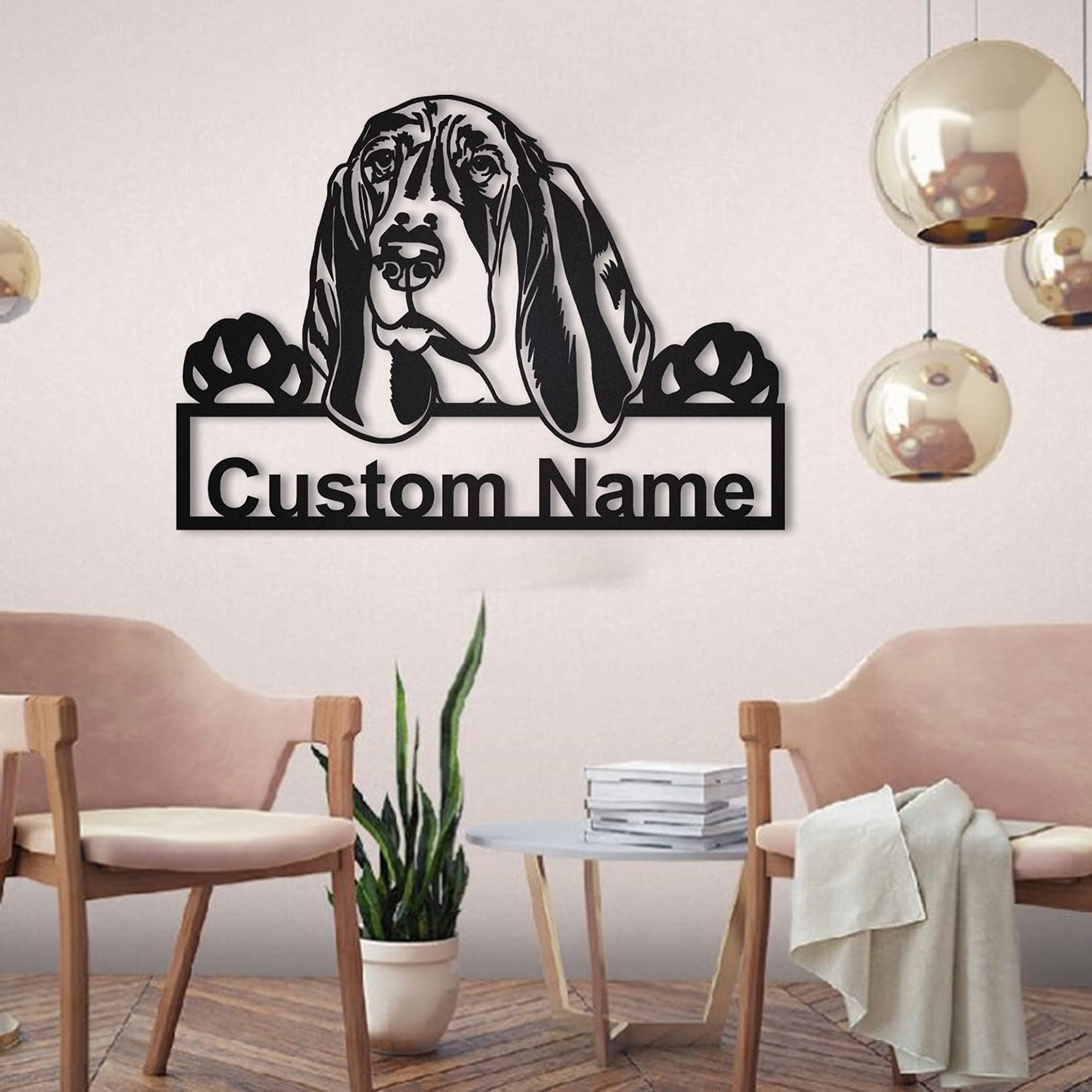 Custom Basset Hound Metal Sign - Personalized Dog Wall Art Decor | Funny Basset Hound Gift for Pet Lovers | Unique Animal-Themed Home & Office Decoration | Perfect for Living Room, Bedroom or Man Cave