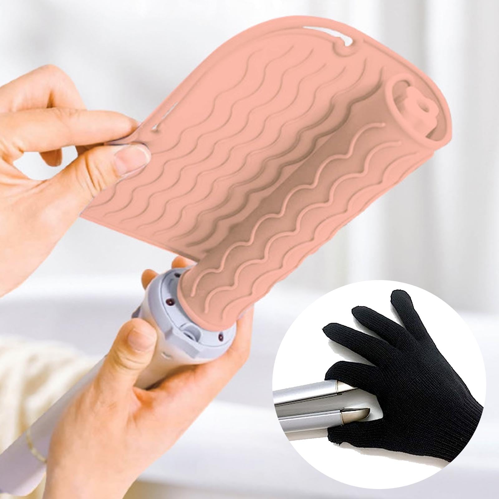 AYNKH Heat Resistant Gloves & Silicone Mat Set - 2 Pack Professional Hair Straightener Protection for Stylists & Home Use | Salon-Grade Thermal Safety Equipment for Flat Irons & Hair Tools