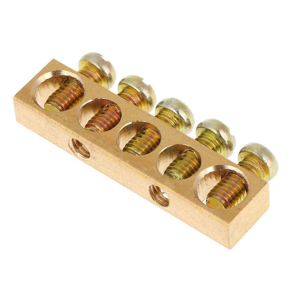 ViaGasaFamido 10pcs 5 Hole Brass Ground Bar - Electrical Wiring & Distribution for Home/Workshop