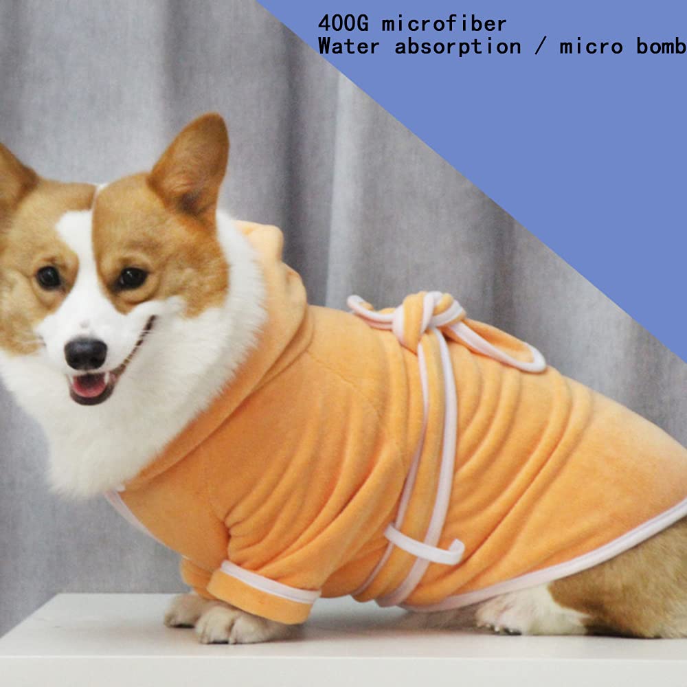 Microfiber Dog Bathrobe with Hood - Fast Drying Dog Drying Coat & Puppy Towel for Small Medium Large Dogs (2XL, Orange) - Perfect for Post-Bath Drying, Grooming & Keeping Pets Warm